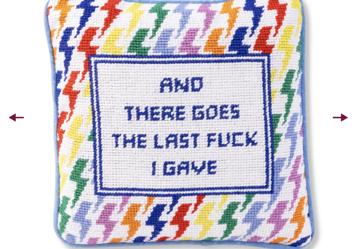 And There Goes Needlepoint Pillow