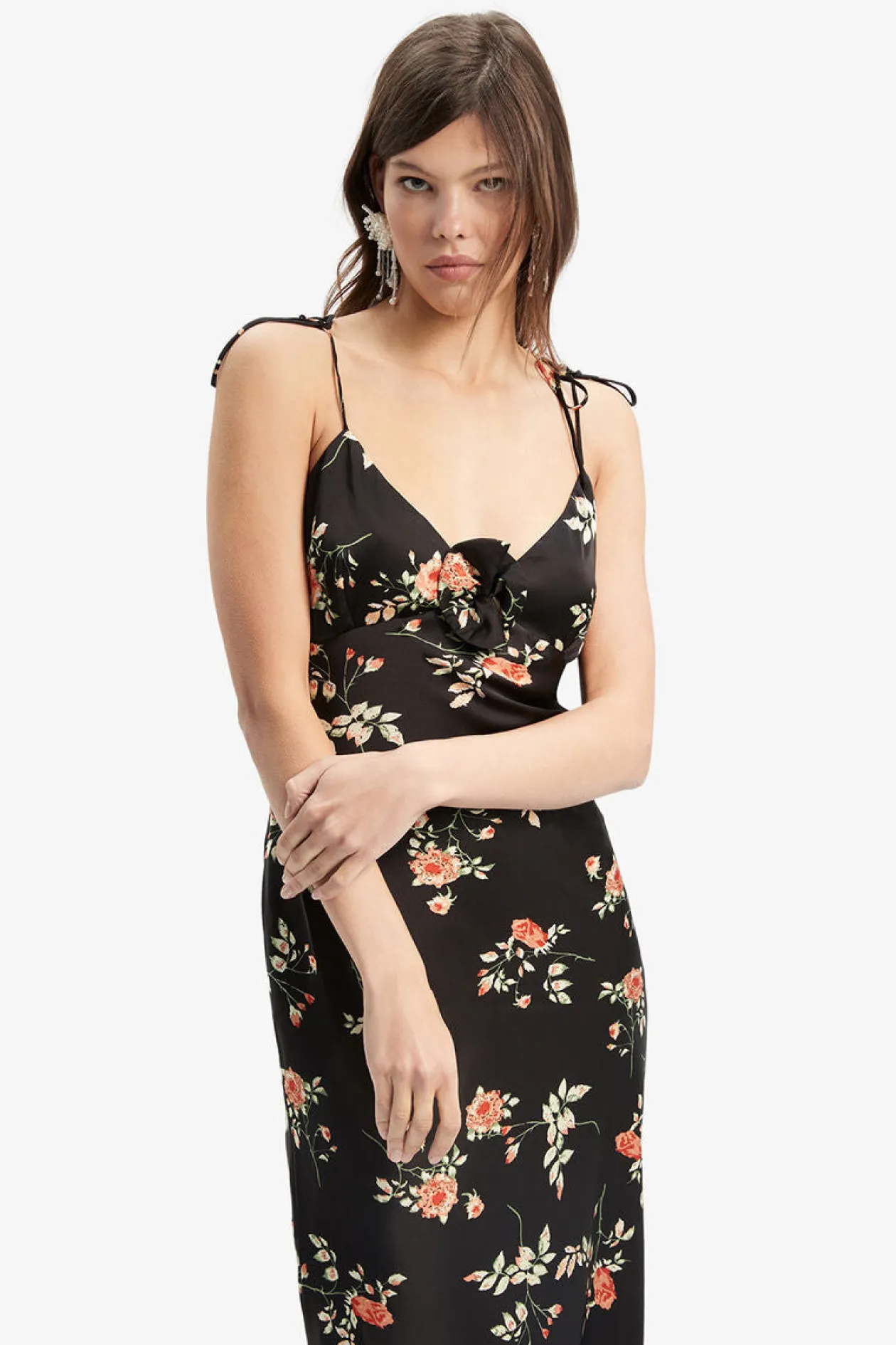 Bardot Andy Slip Midi Dress in Black Floral