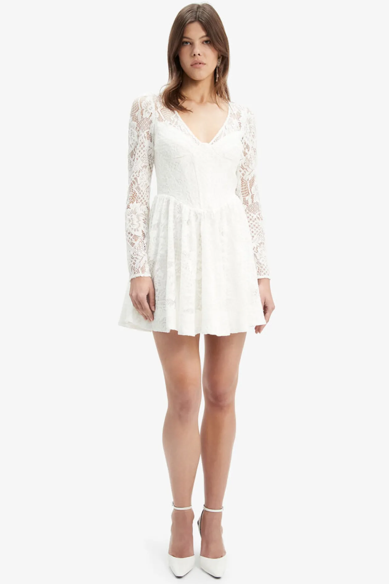 Bardot Ellie Lace Corset Dress in Ivory