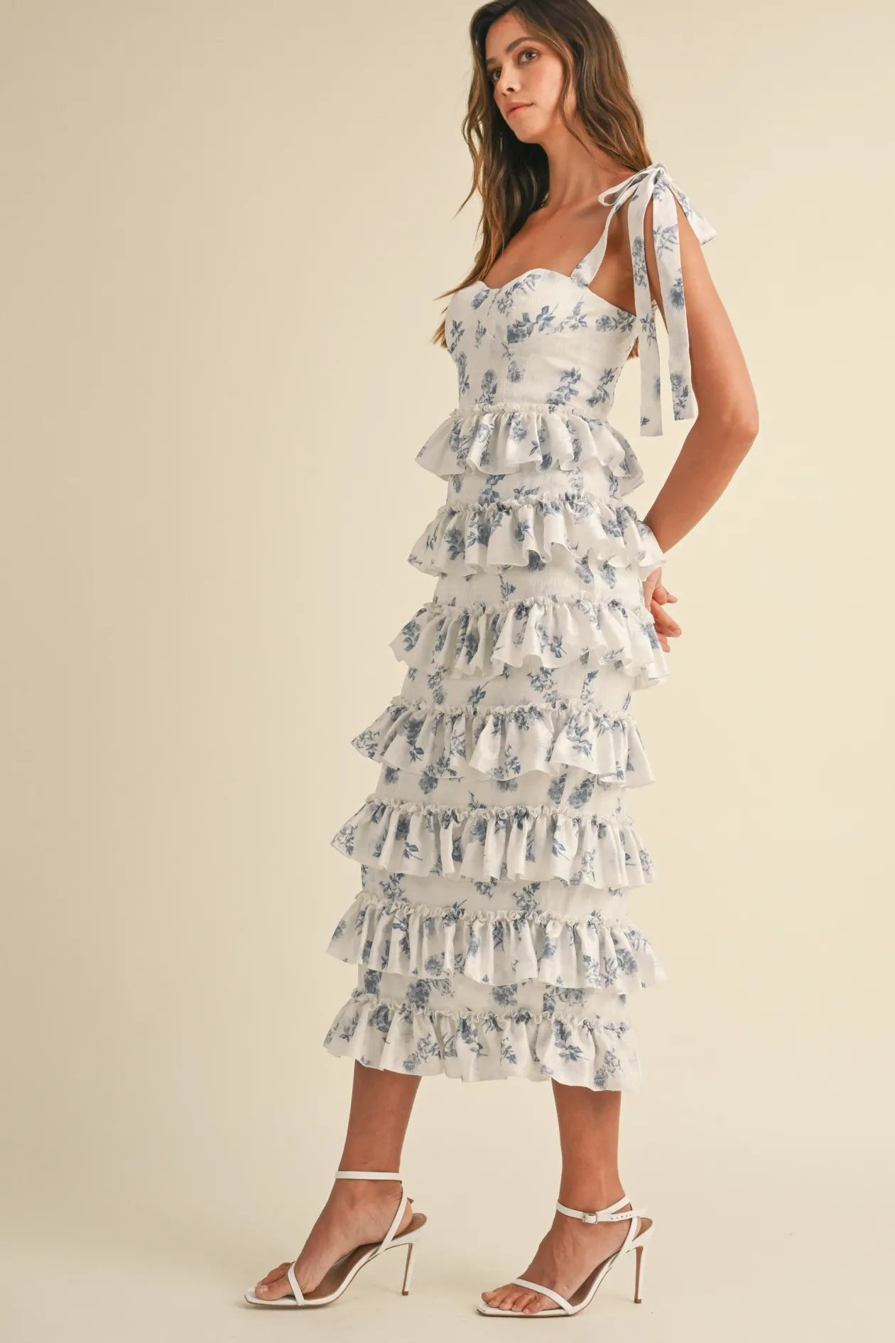 Blythe Floral Bustier Midi Dress