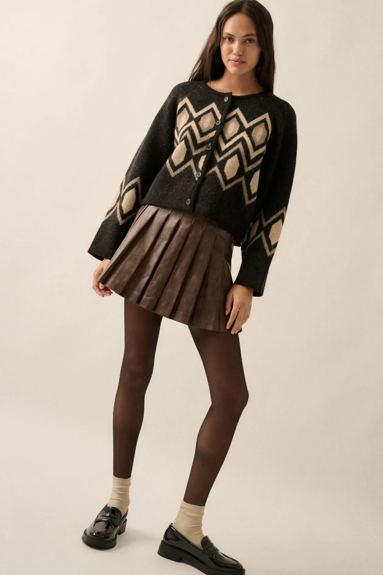 Celeste Faux Leather Pleated Skirt