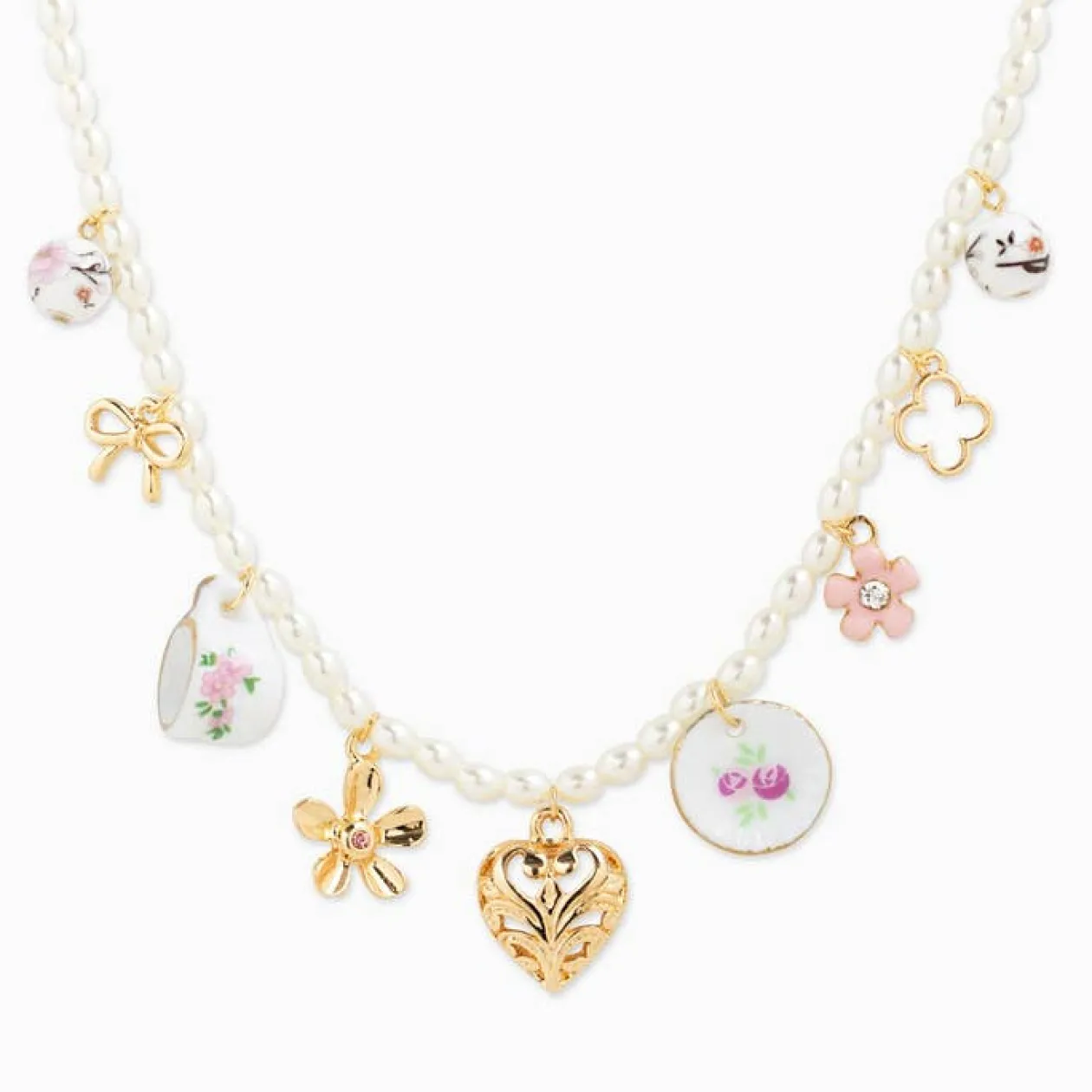 Ceramic and Pearl Charm Necklace