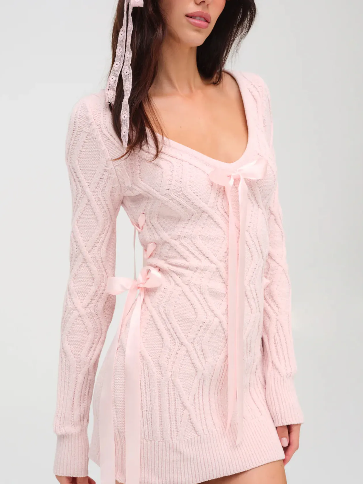 Chenille Cable Knit Mini Dress