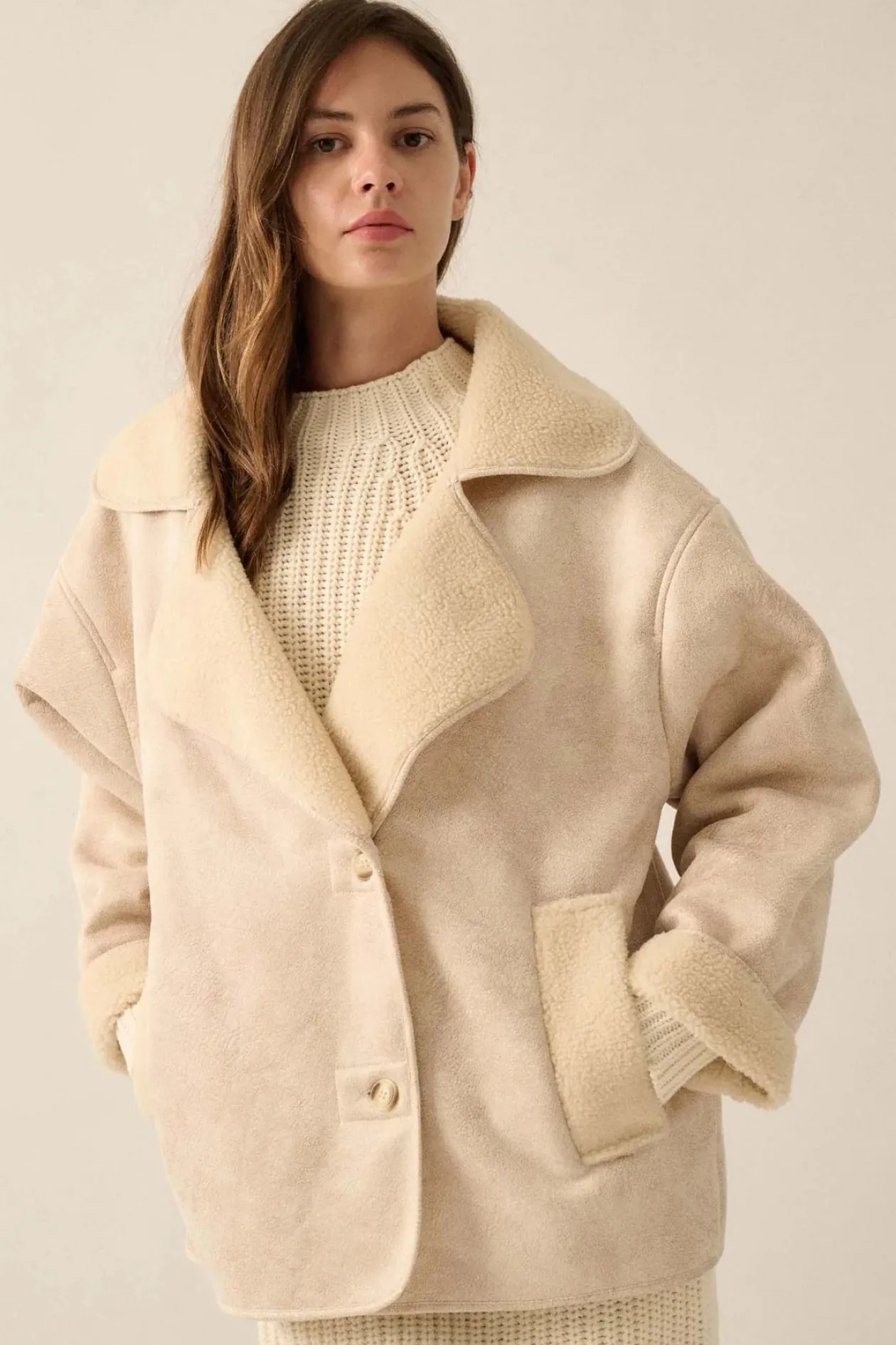 Coconut Milk Shearling Jacket
