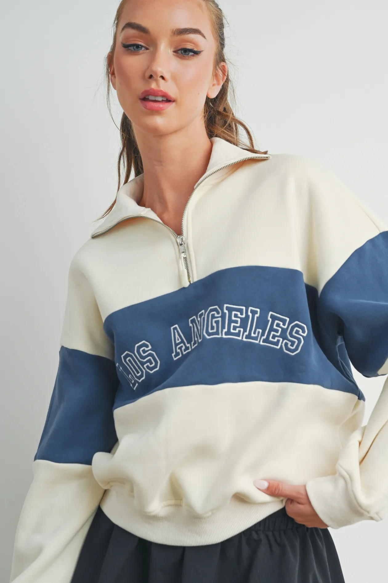 Colorblock LA Embroidered Zip Up