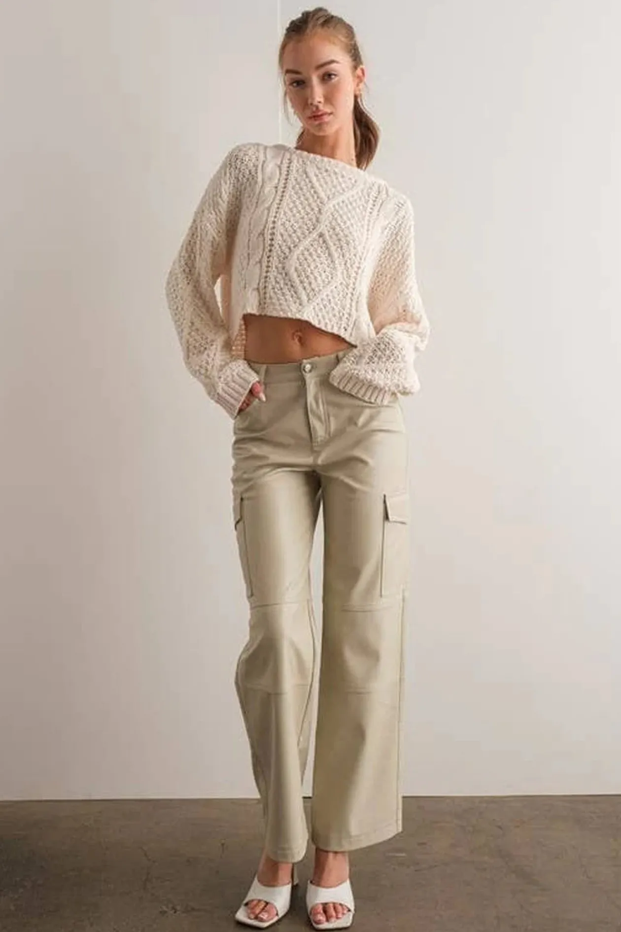 Cora Cable Knit Sweater in Ivory