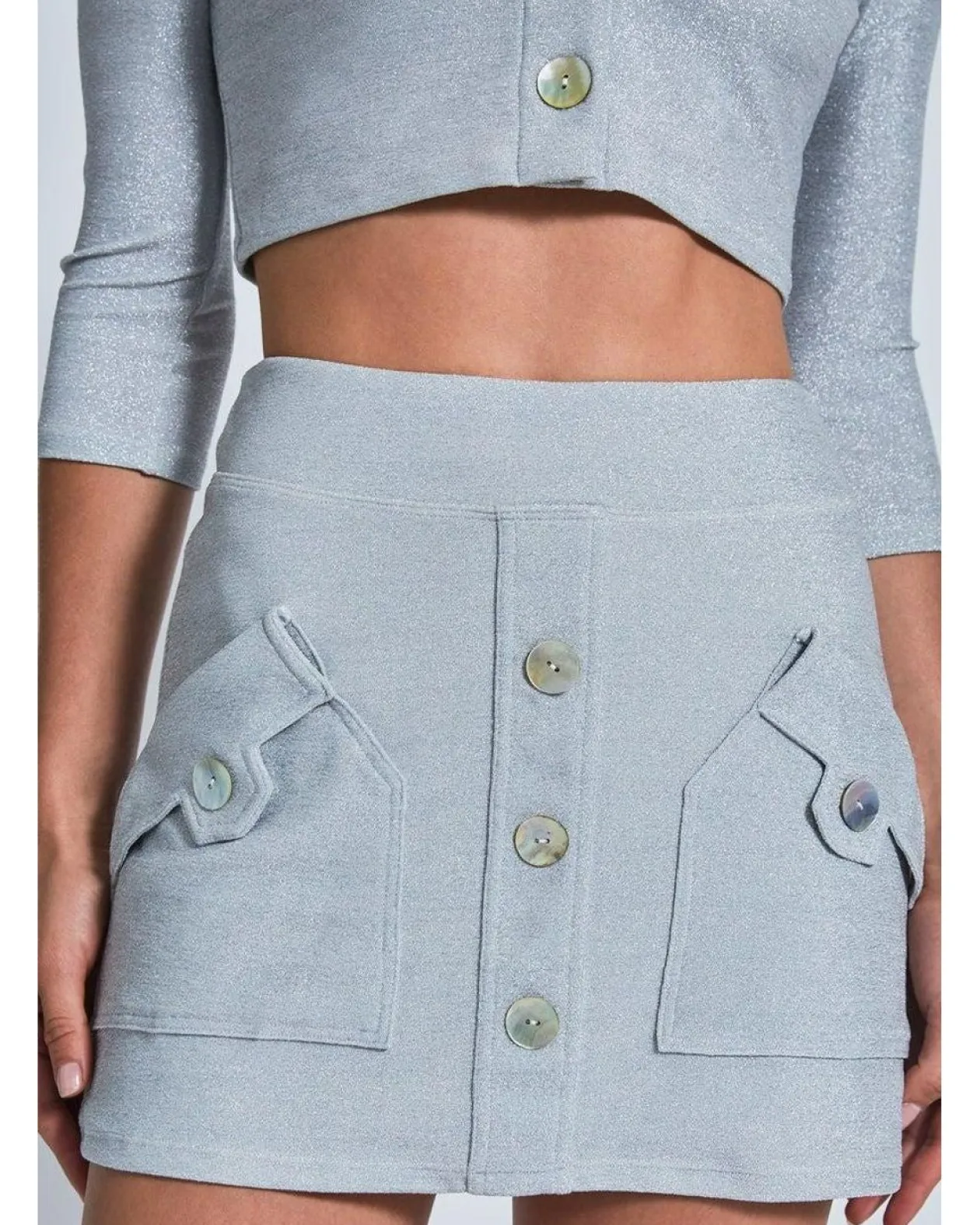 Devon Windsor Piper Skirt in Silver Shimmer