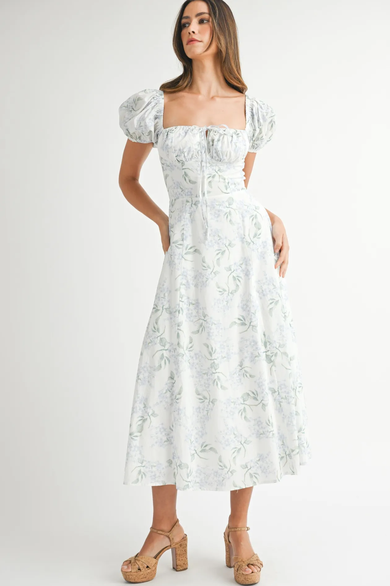 Ella Puff Sleeve Midi Dress