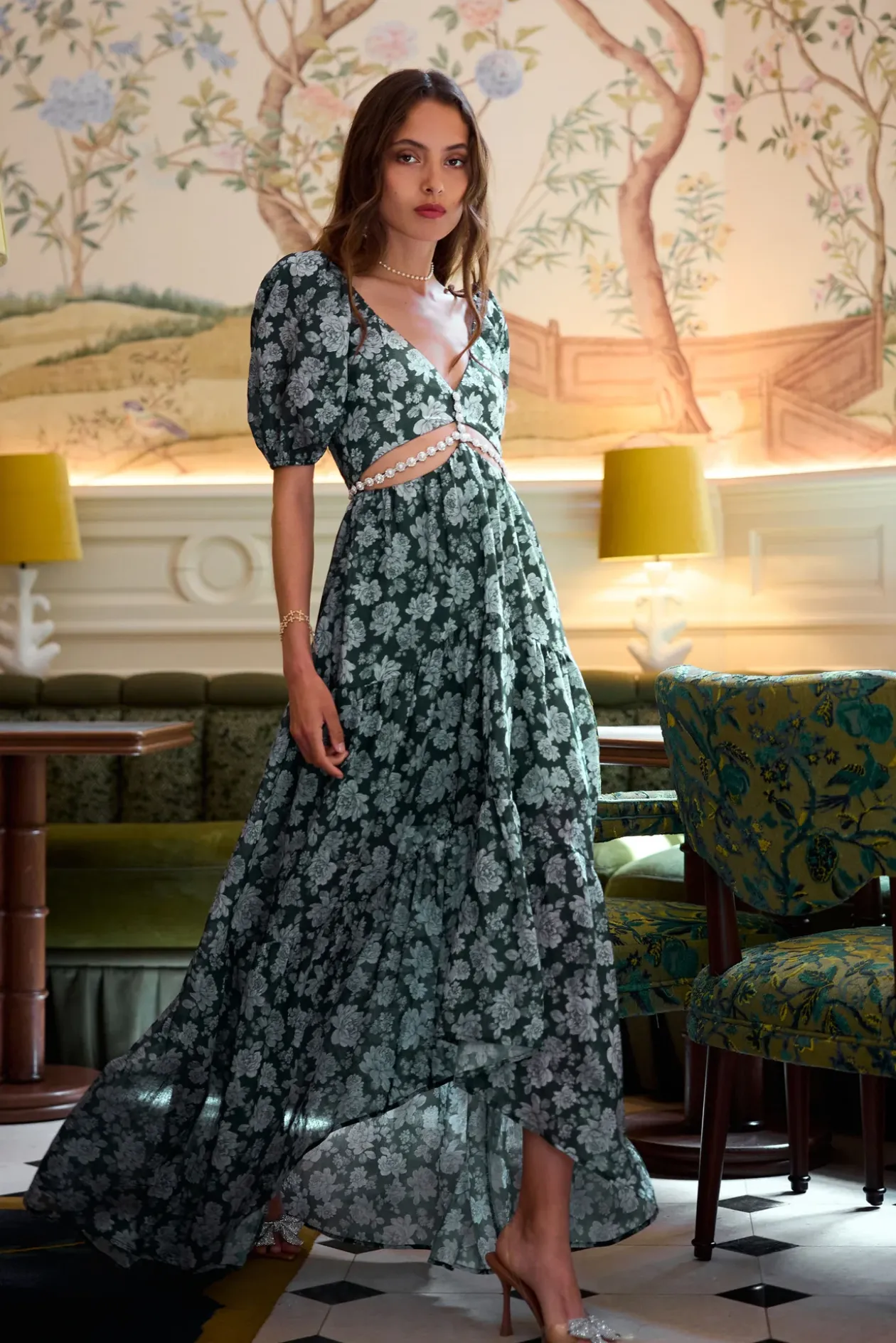 Emma Dress in Emerald Peony