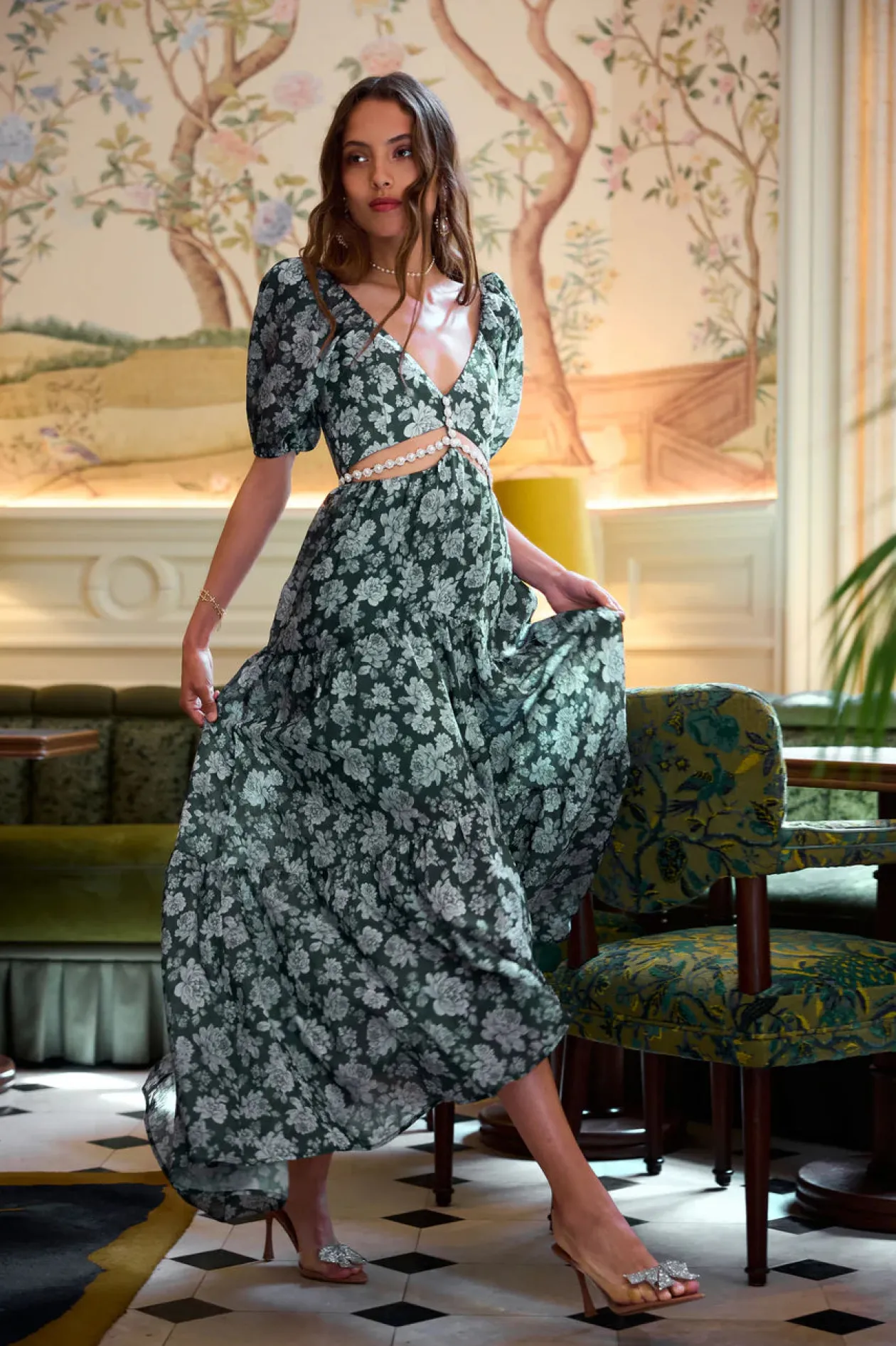 Emma Dress in Emerald Peony