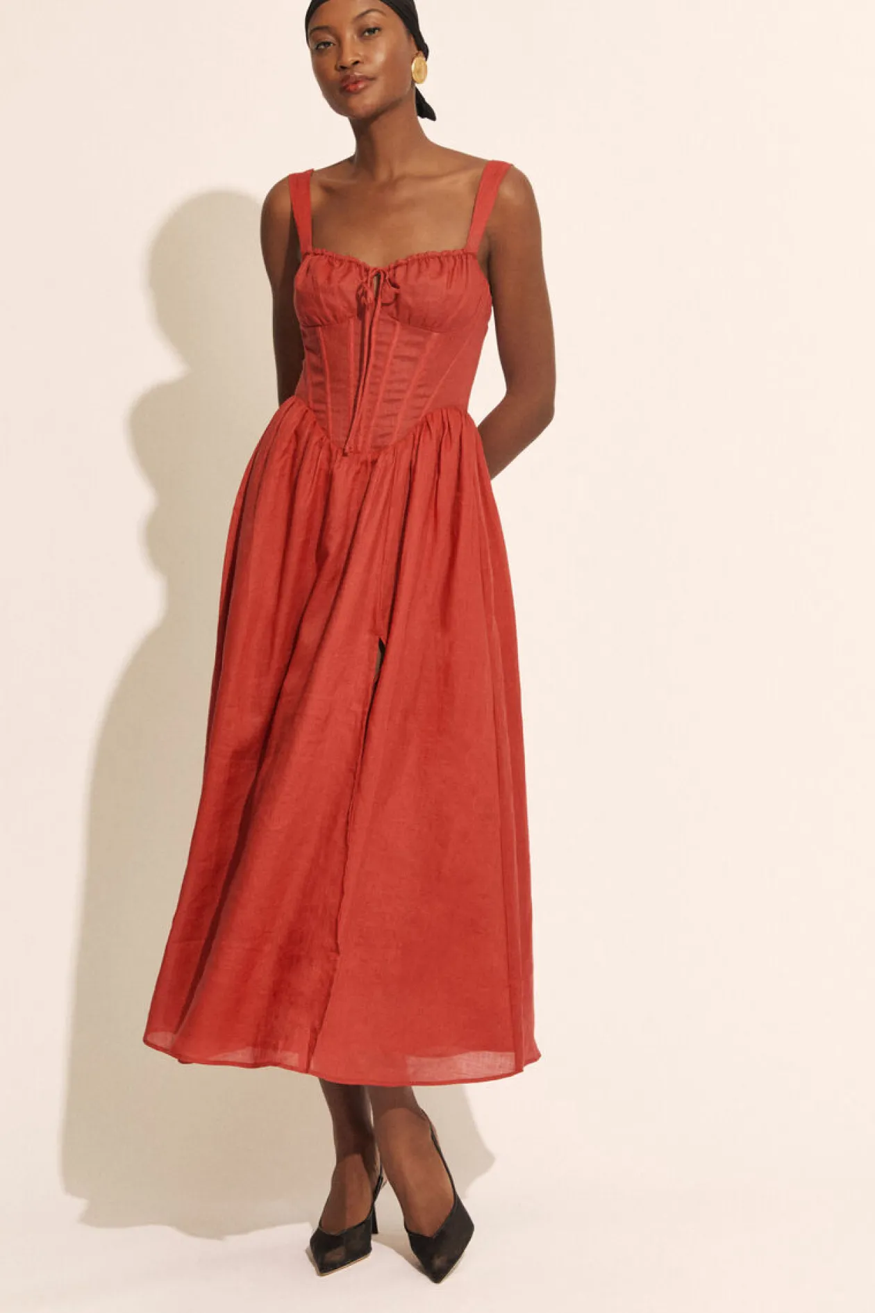 Esra Midi Dress in Fire Red