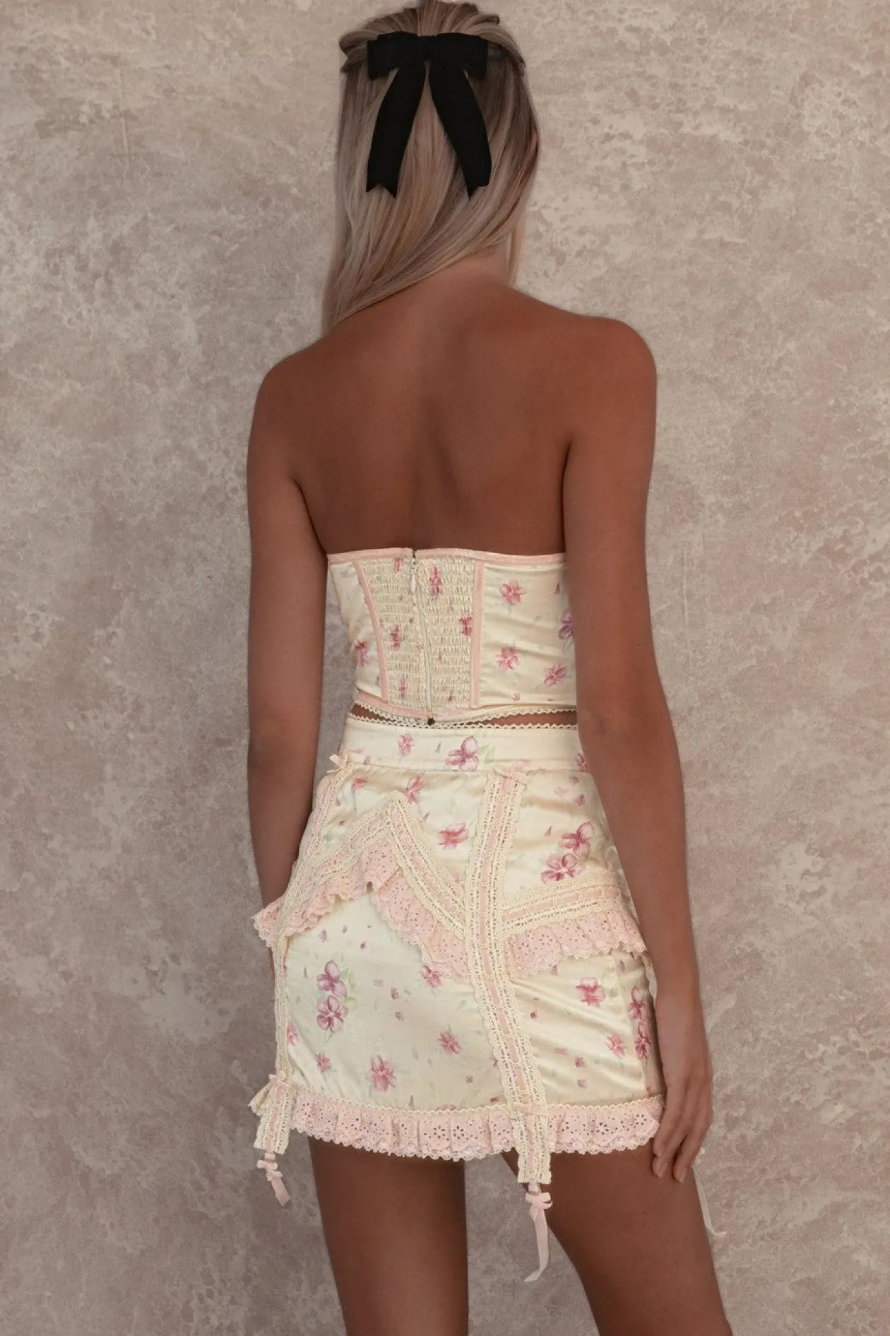 Fillyboo Love Letter Suspender Skirt in Lemon Shortcake