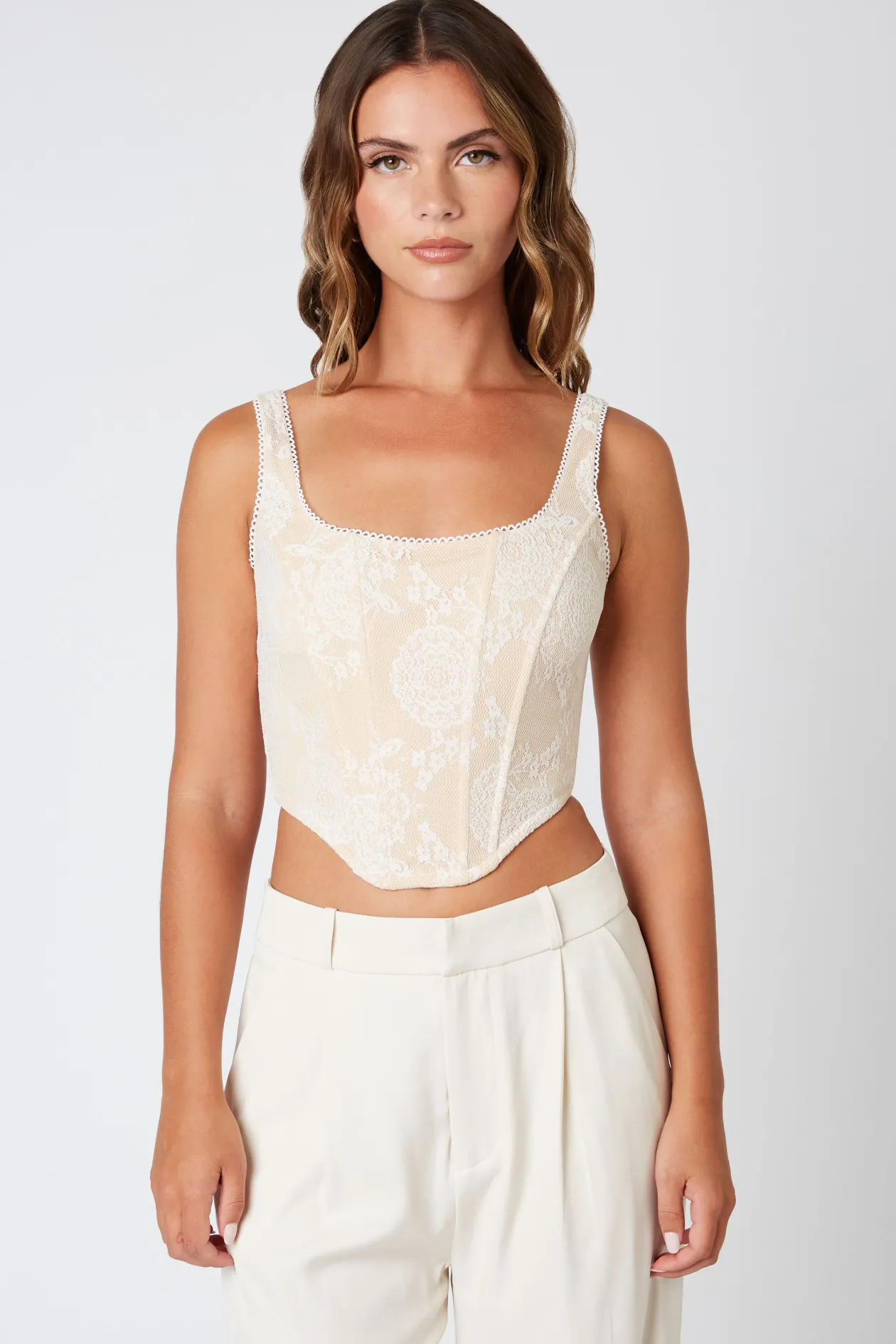Floral Mesh Crop Corset Top
