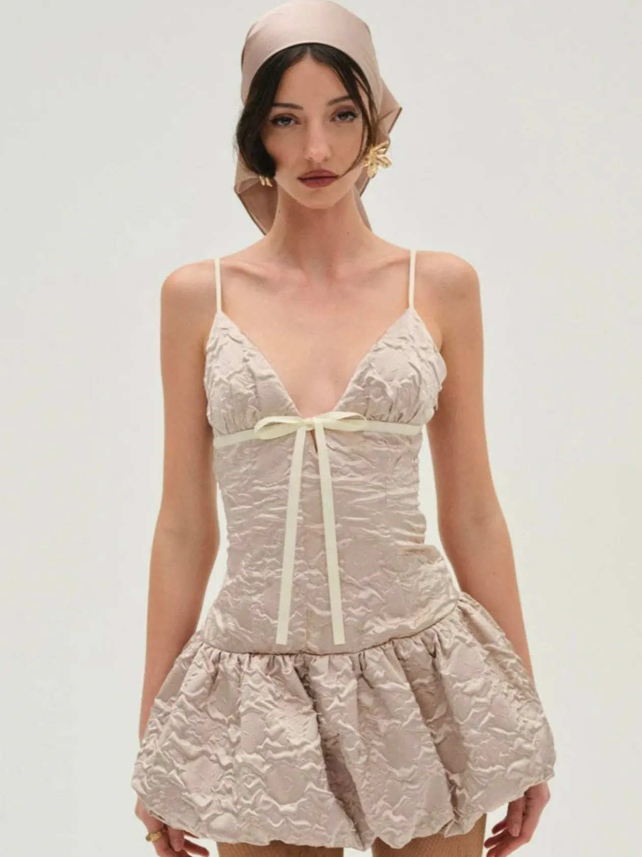 Flower Satin Mini Dress