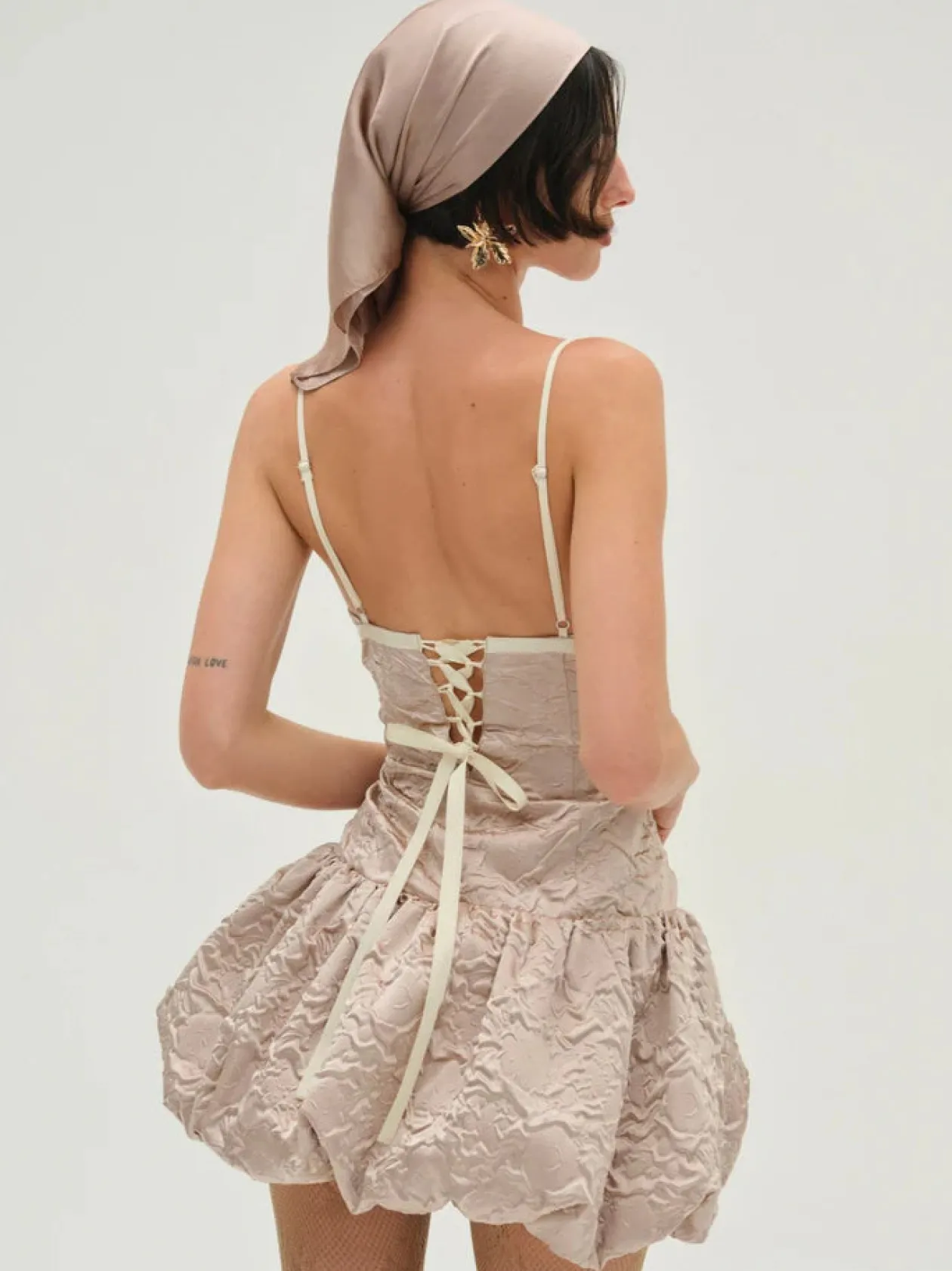 Flower Satin Mini Dress