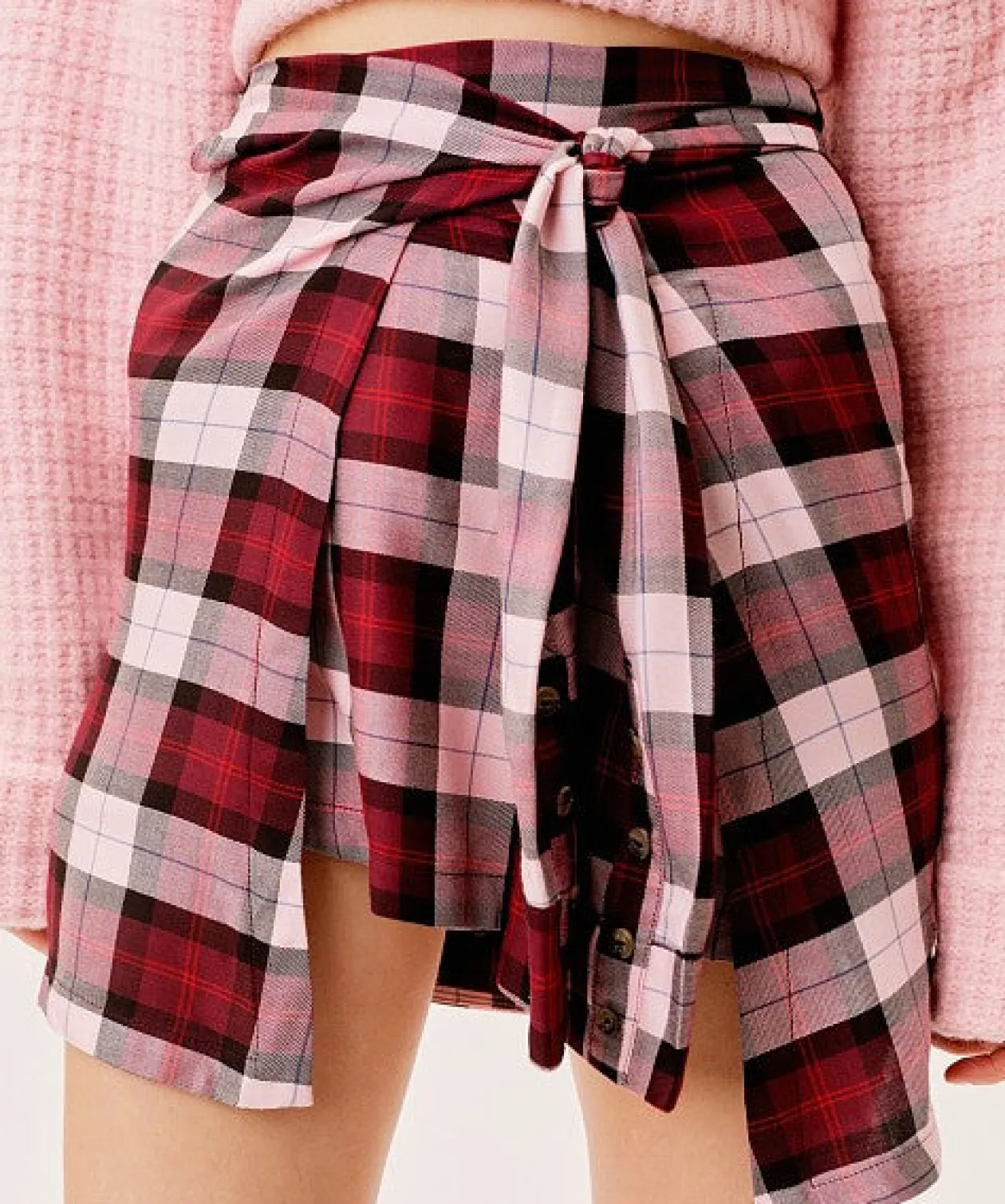 For Love & Lemons Gwen Wrap Skirt in Red