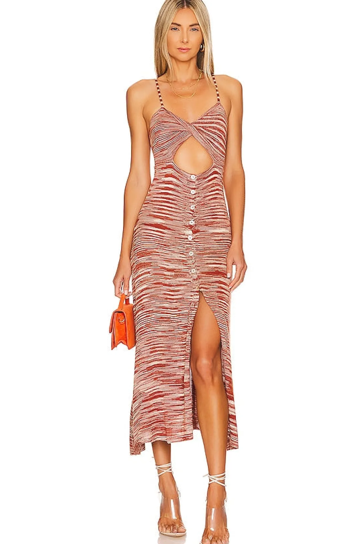 For Love & Lemons Isabela Midi Dress in Brown
