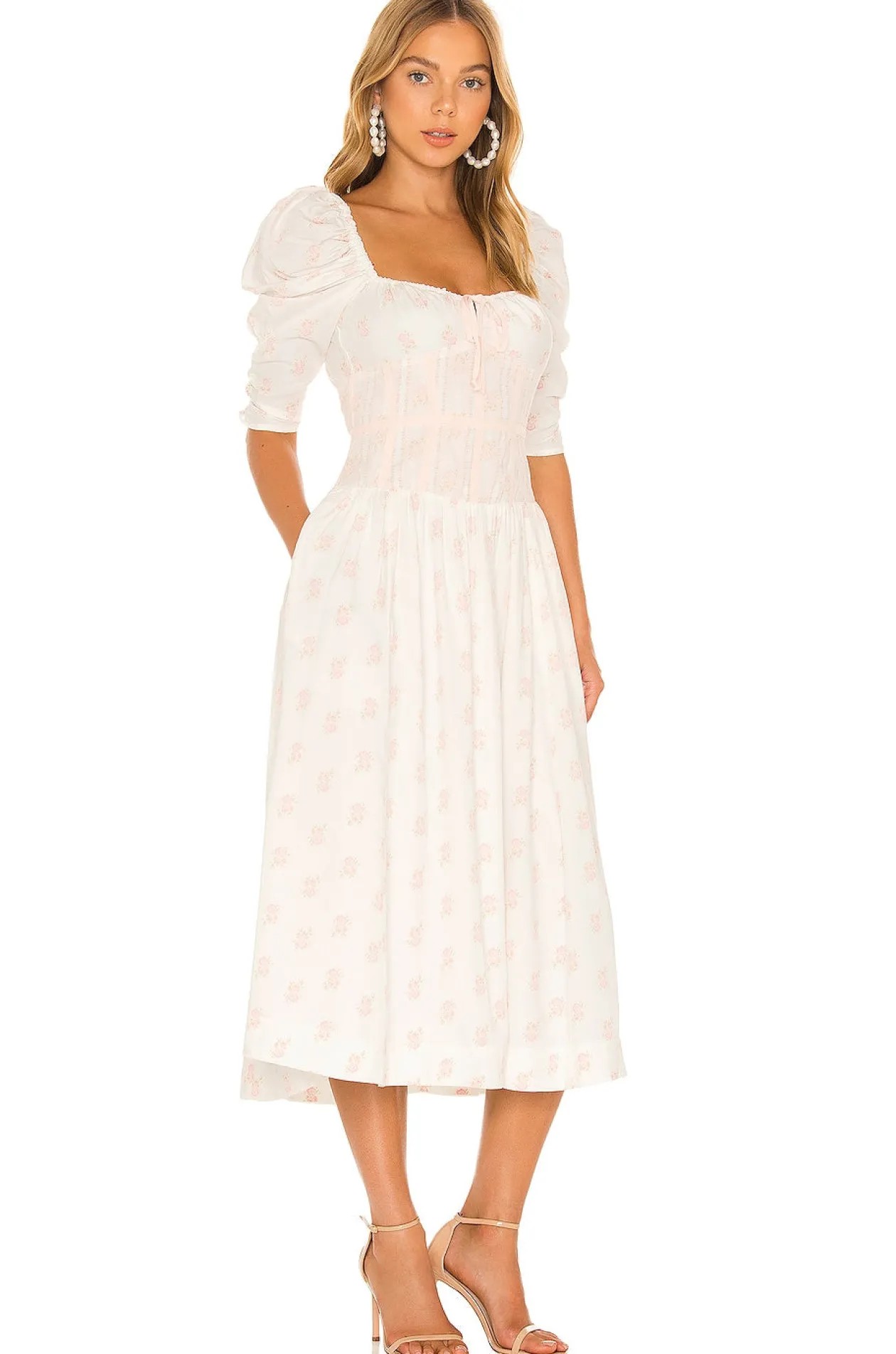 For Love & Lemons Lynne Midi Dress in White