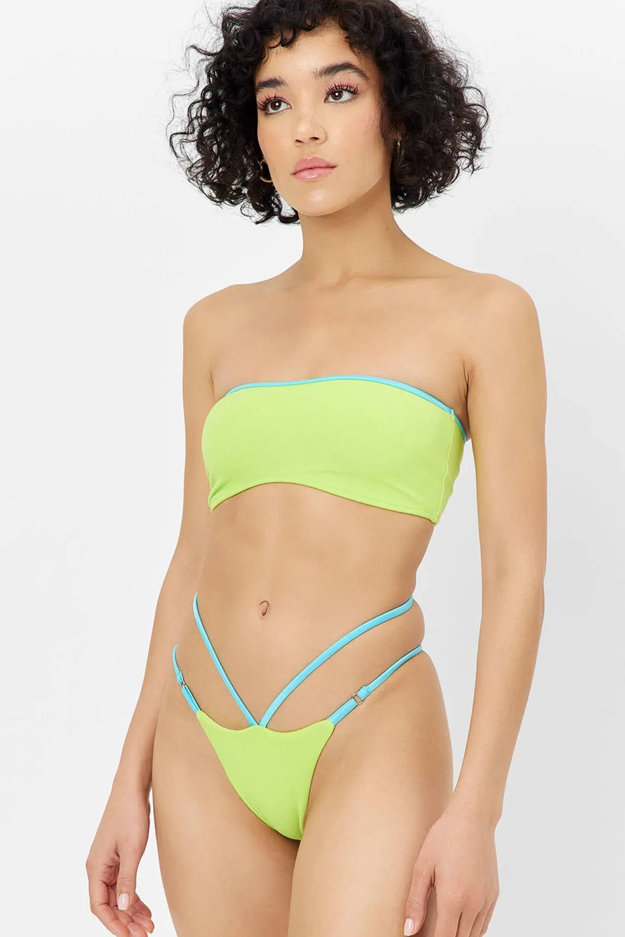 Frankies Bikinis Layla Terry String Bikini Bottom in Siren