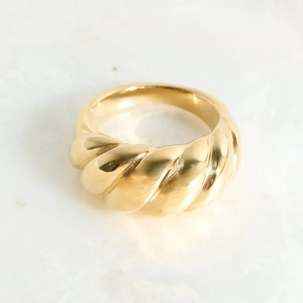 Gold Croissant Dome Ring
