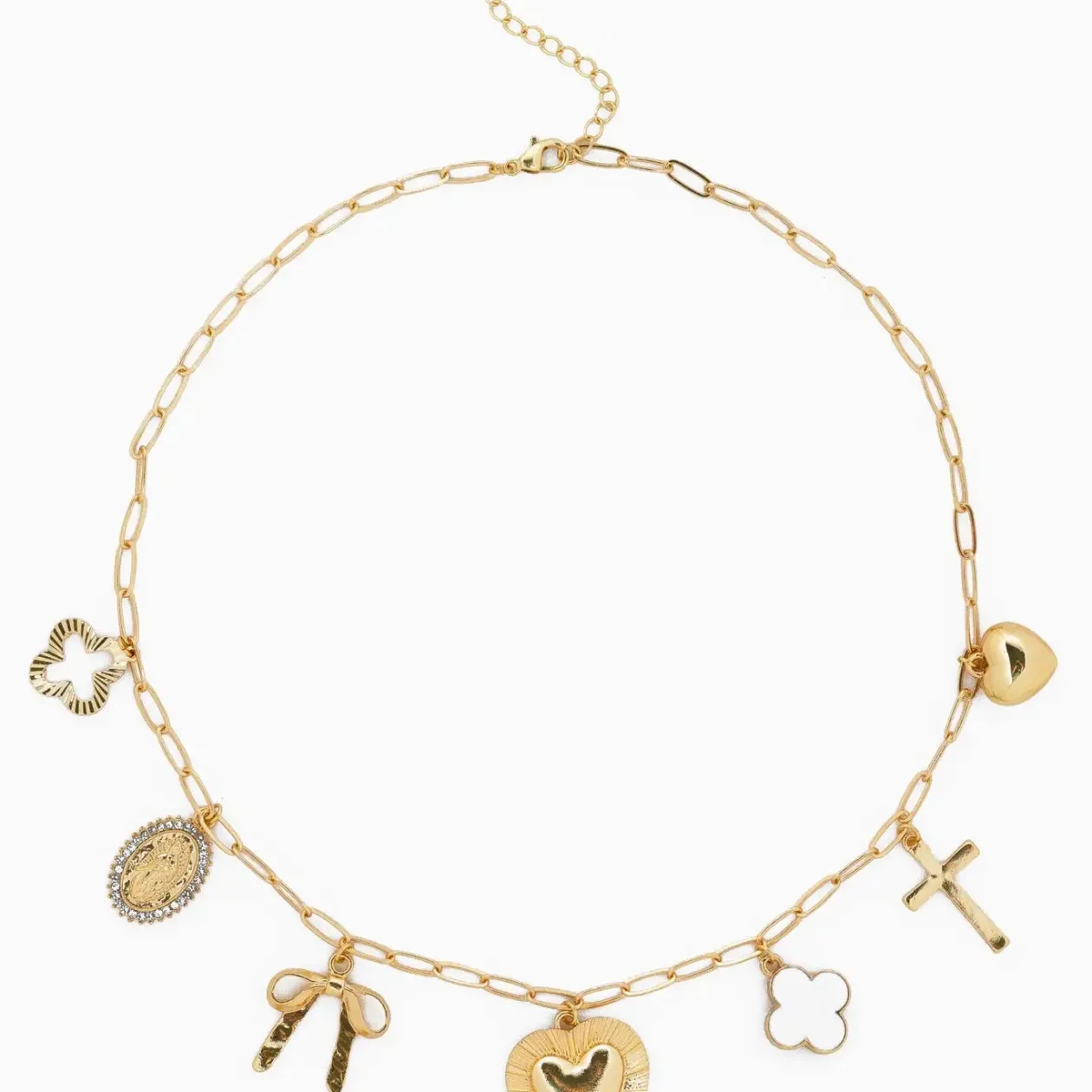 Heart Multi Gold Chunky Charm Necklace