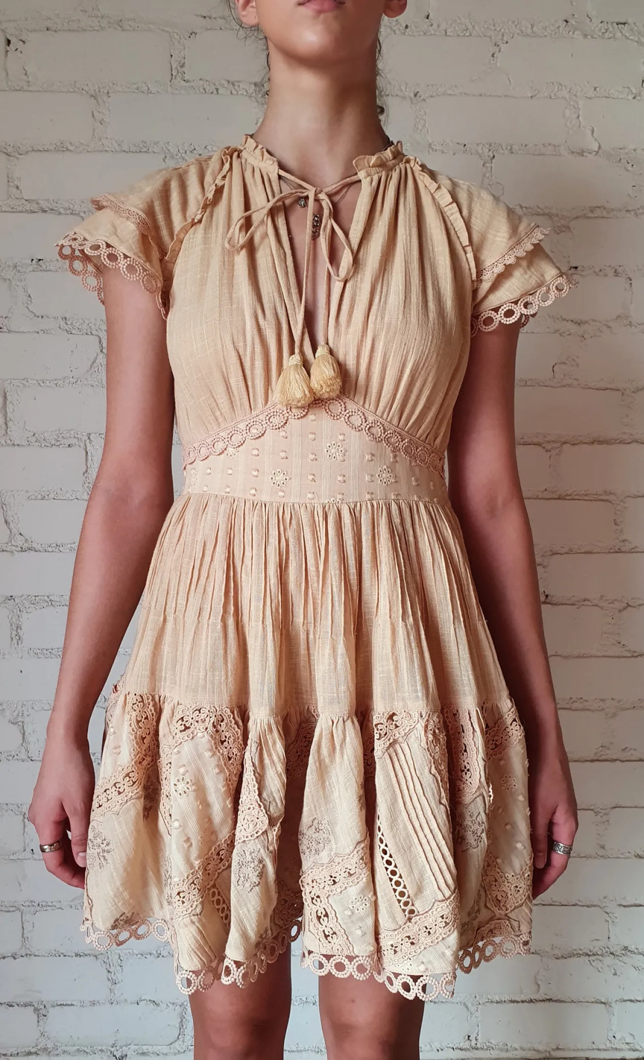 Hemant & Nandita Ruby Embroidered Cotton Mini Dress