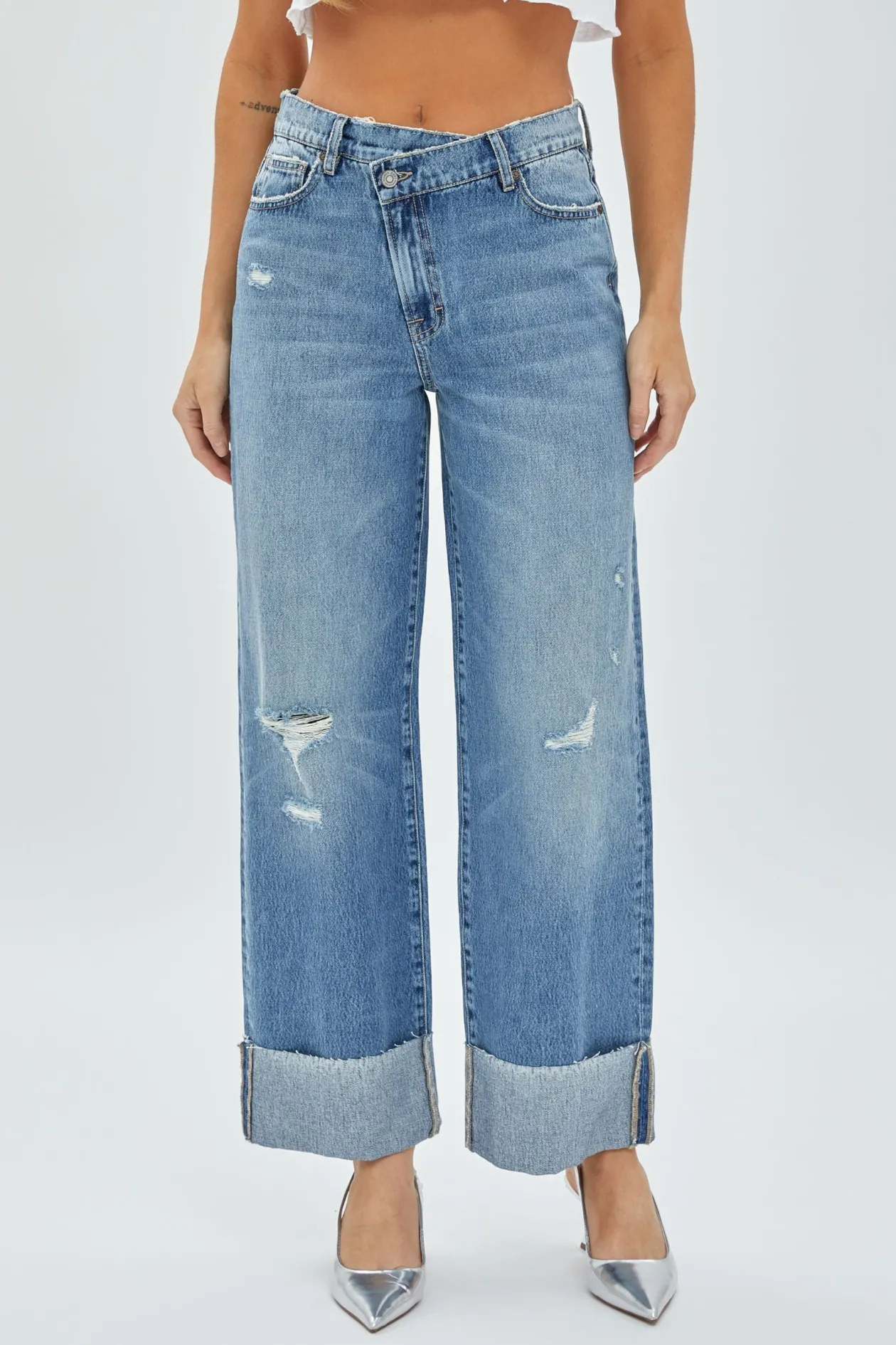 High Waist Dad Crossover Jean