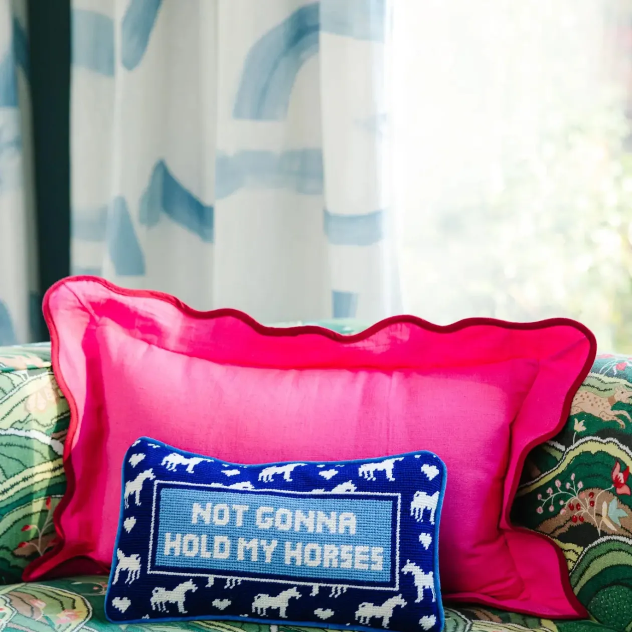 Hold My Horses Needlepoint Pillow