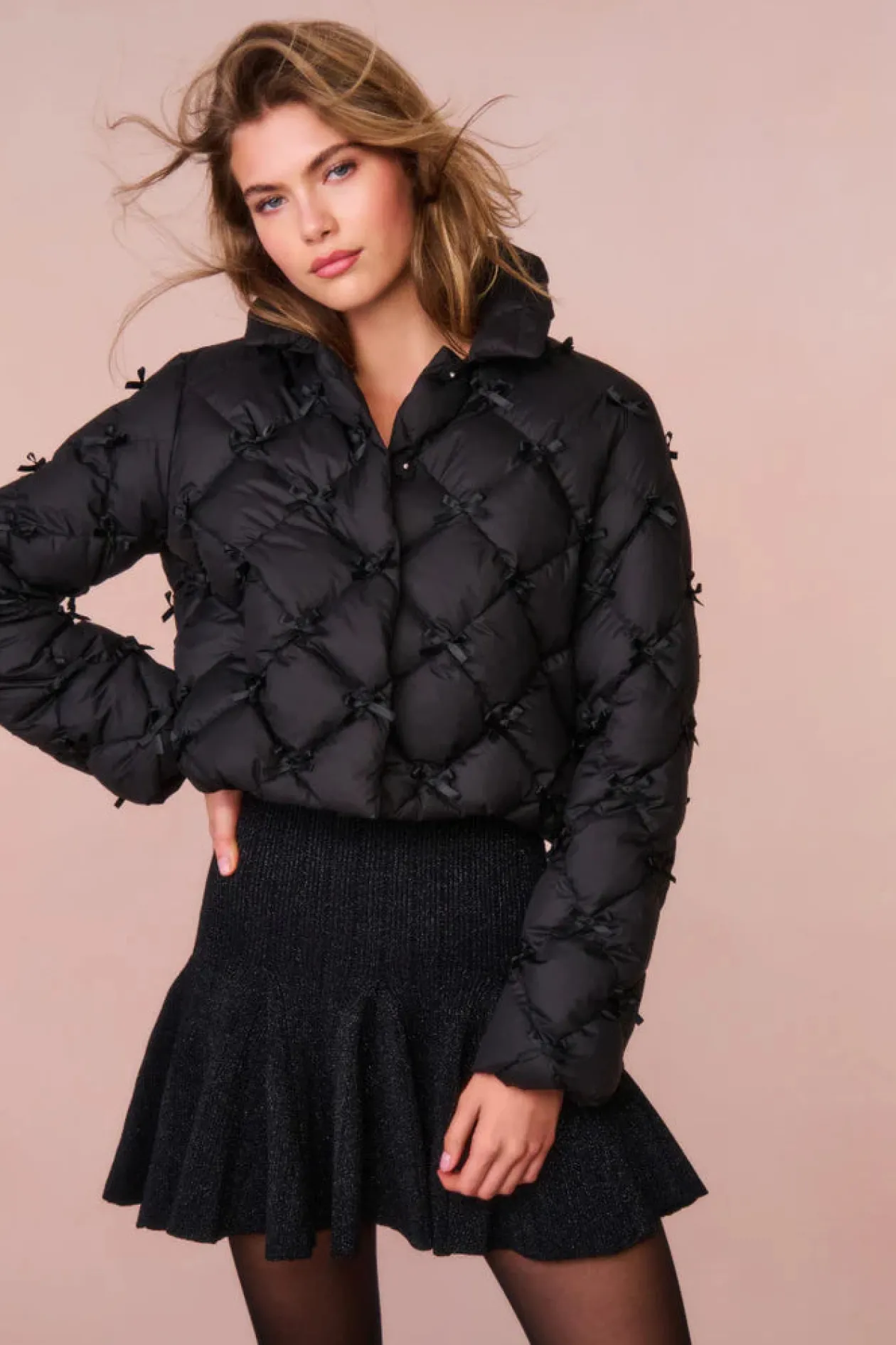 Kasey Quilted Bow Embellished Jacket