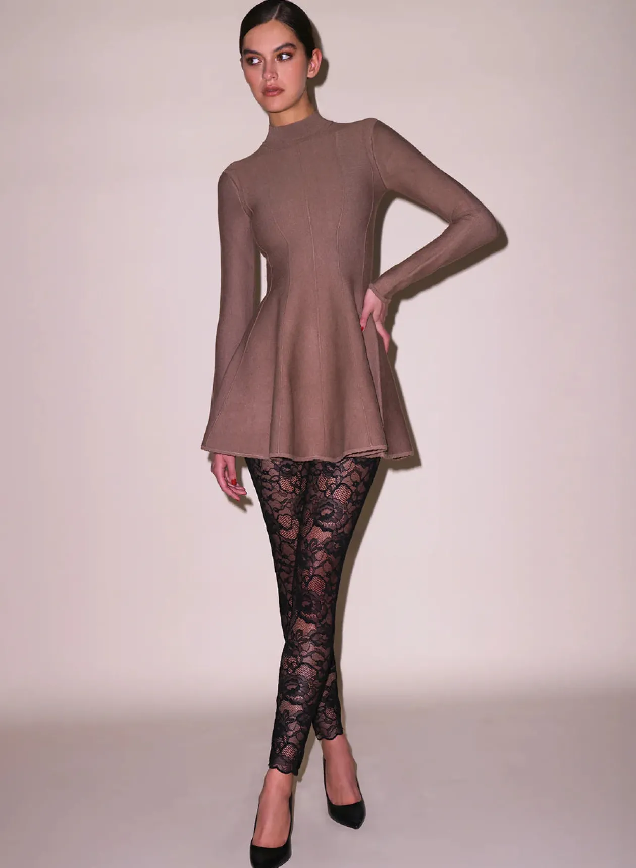 Knit Long Sleeve Corset Dress