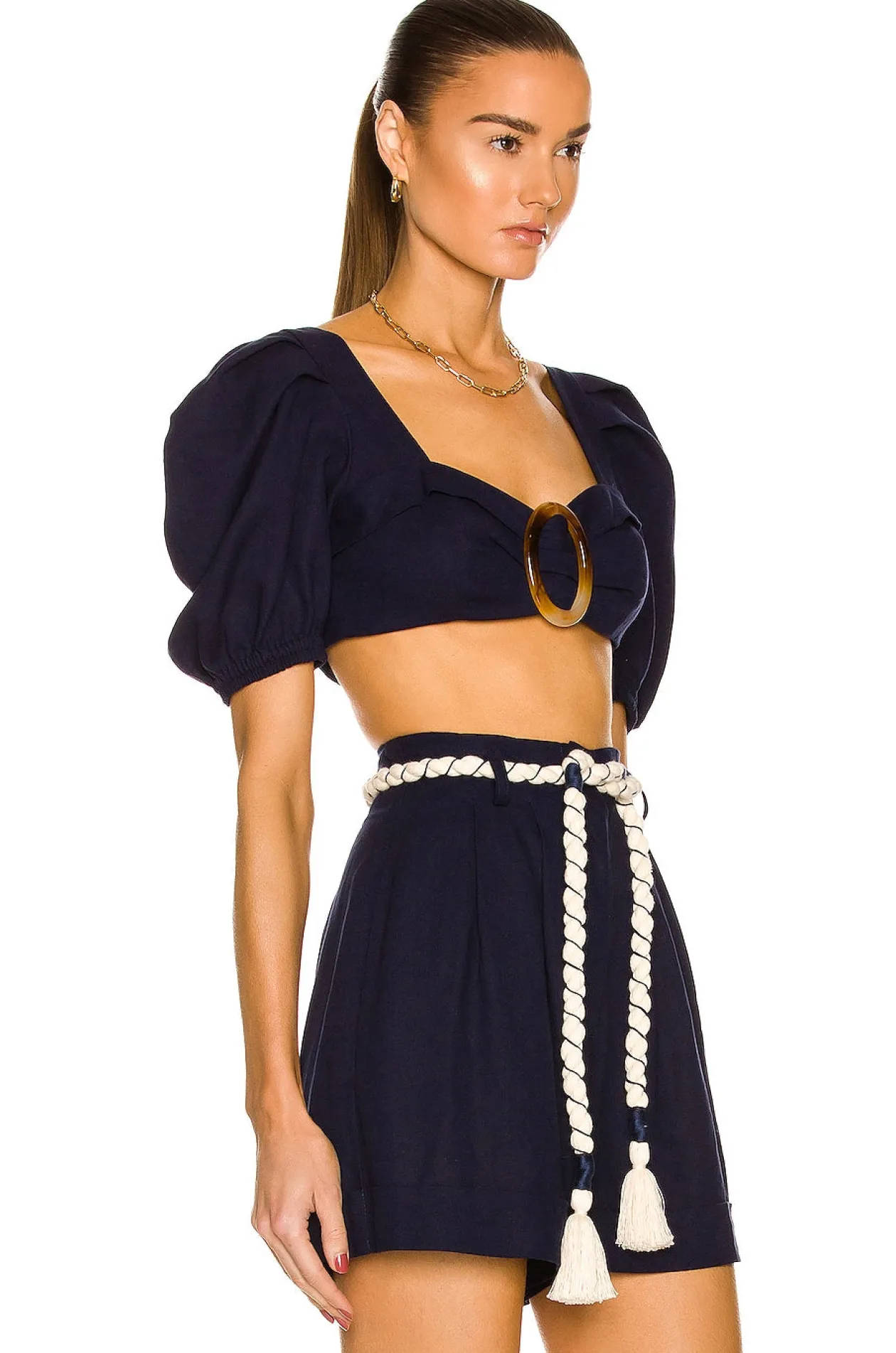 La Mer Linen Cropped Top