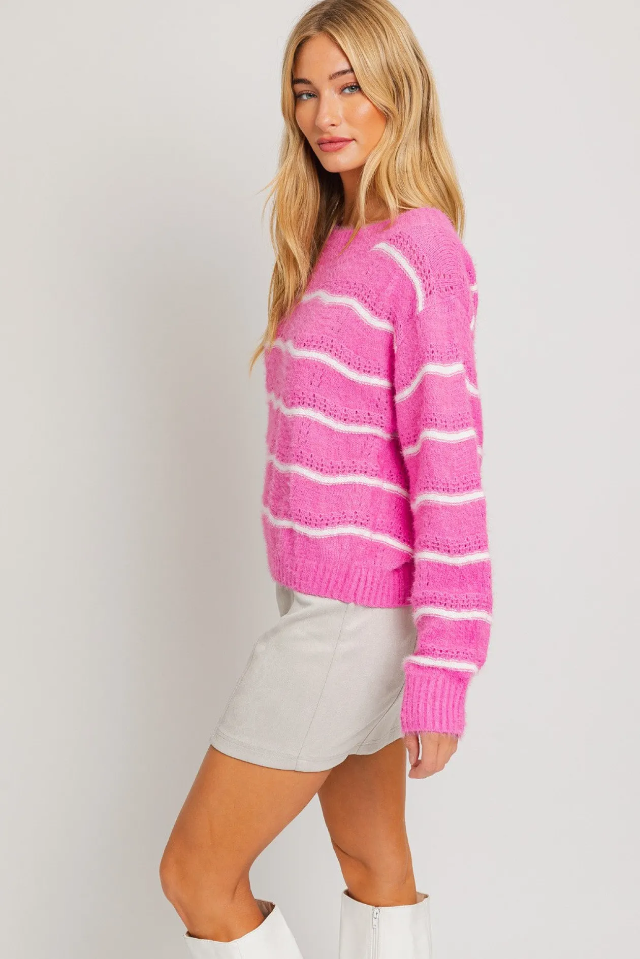 Le Lis Round Neck Sweater Top