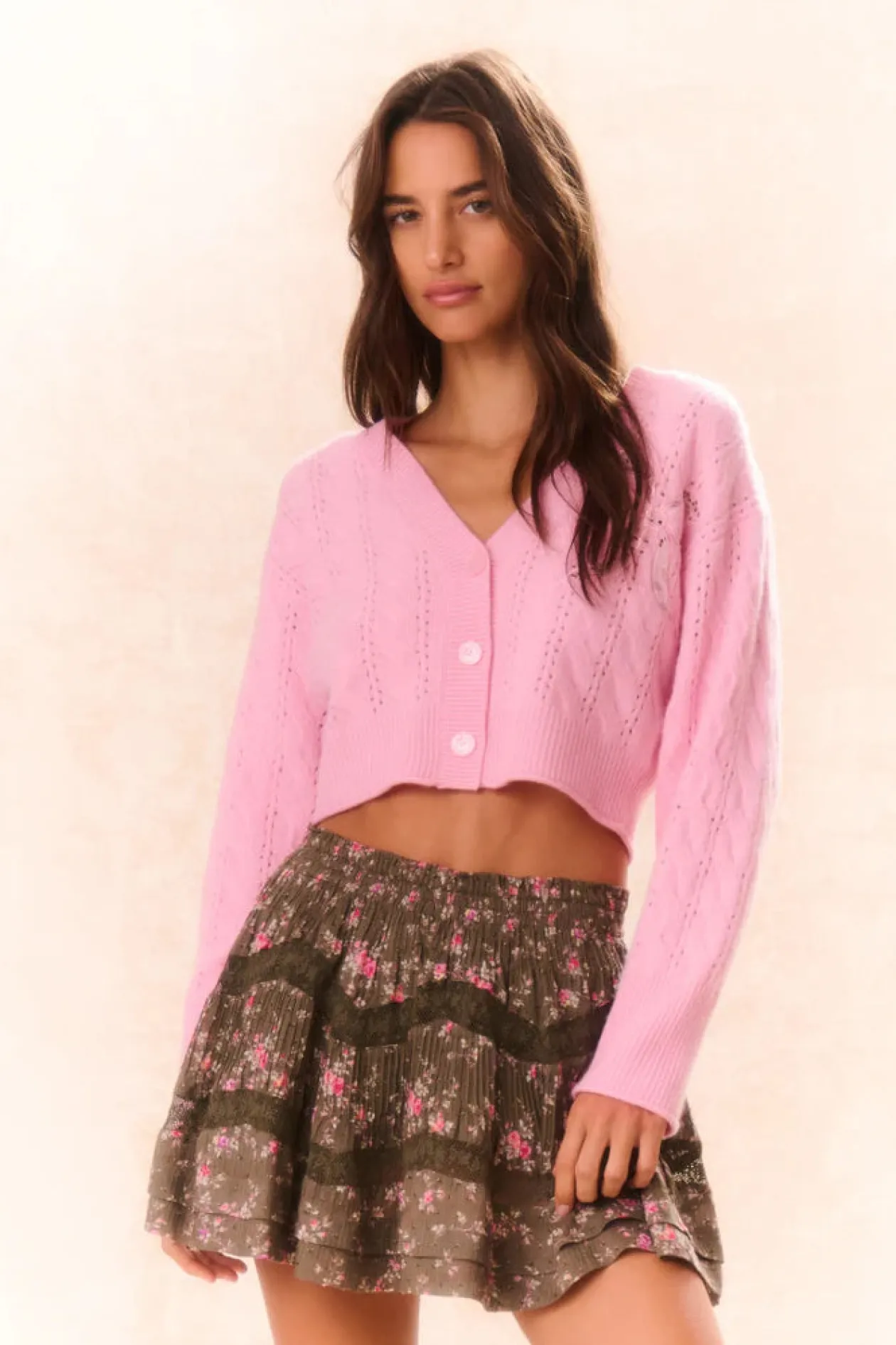 Leota Cardigan in Sweet Peony