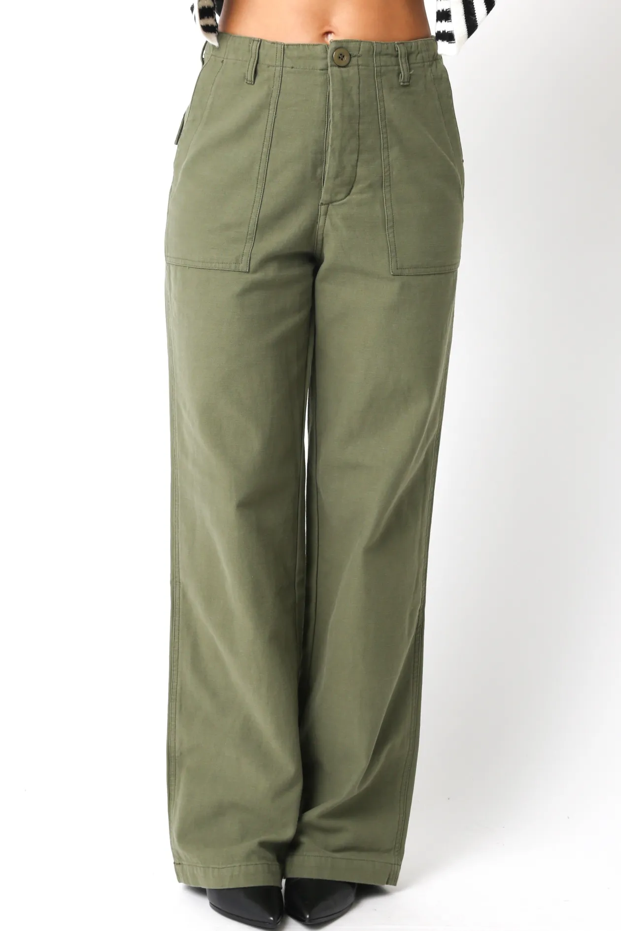 Logan Wide Leg Utility Pants in Olive