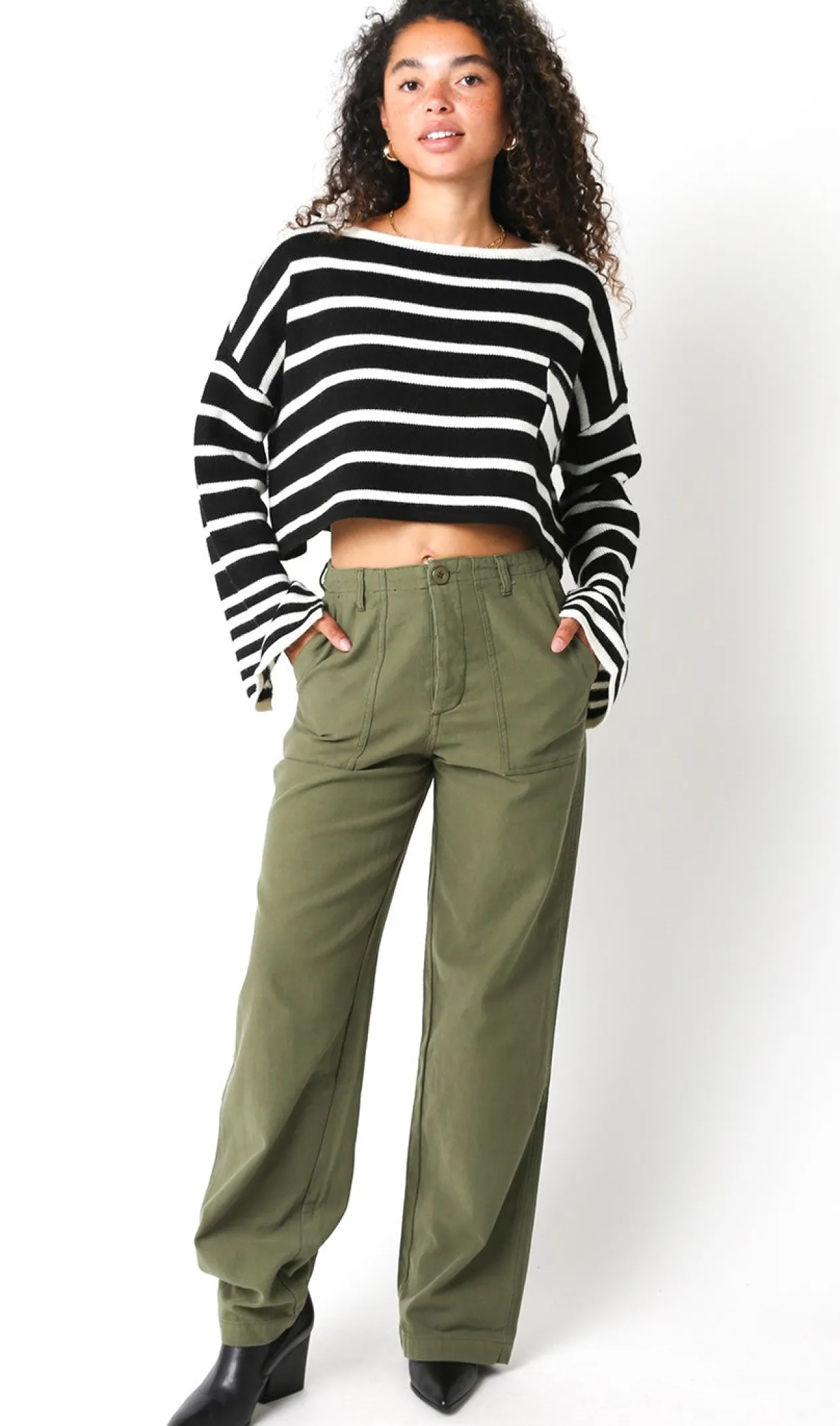 Logan Wide Leg Utility Pants in Olive