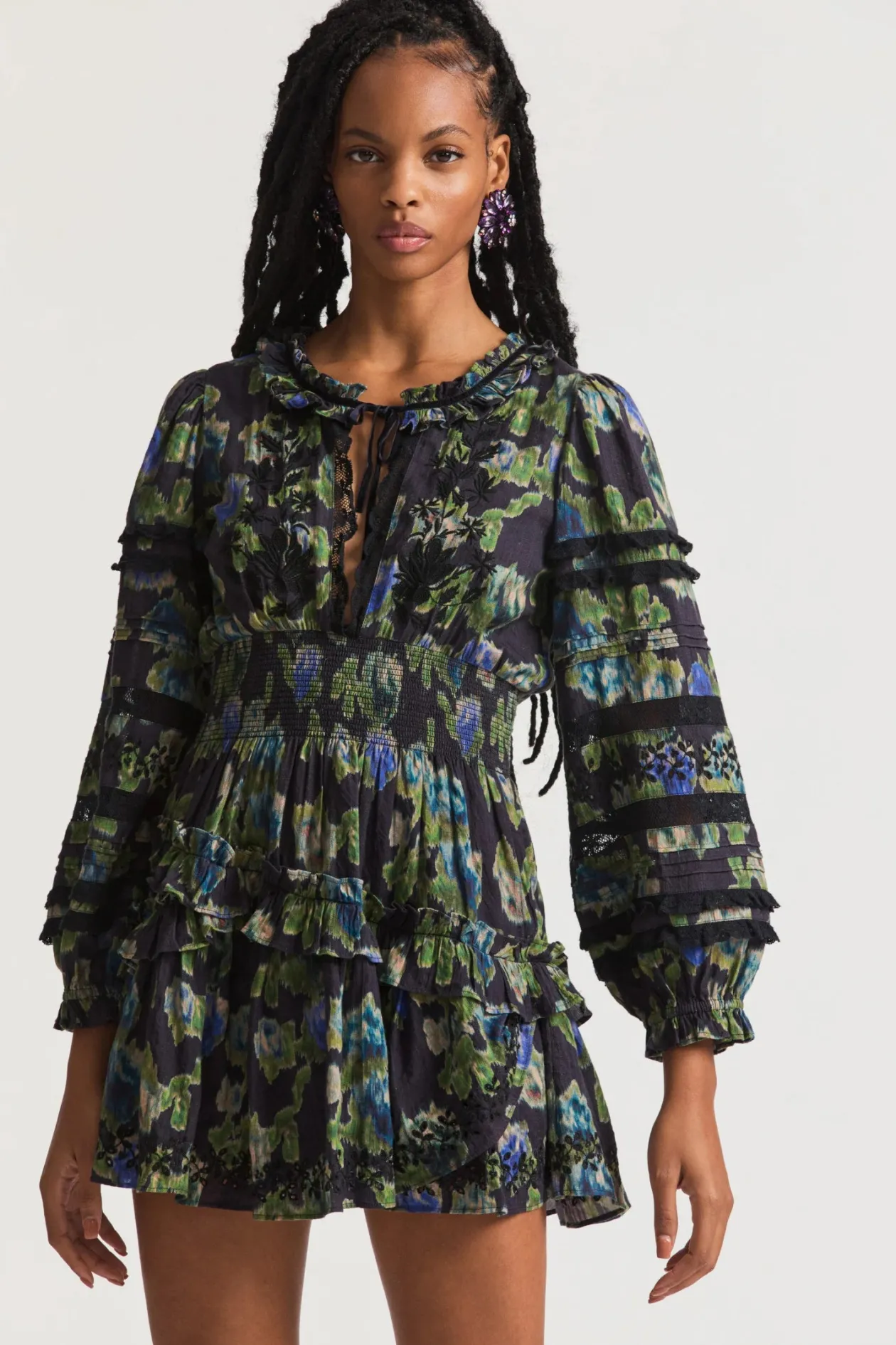 Loveshackfancy Clarkie Dress in Deep Blue Trace