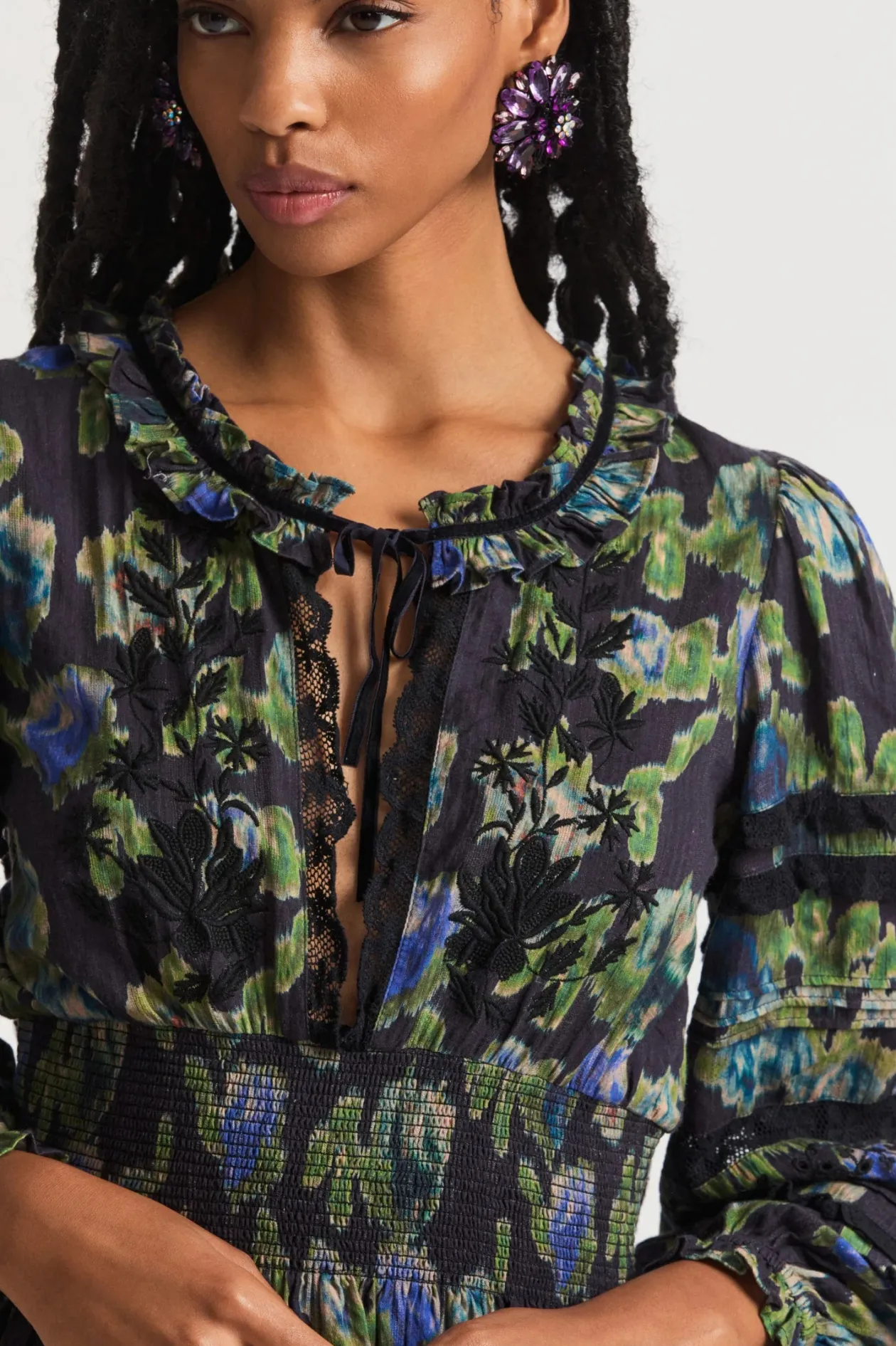 Loveshackfancy Clarkie Dress in Deep Blue Trace