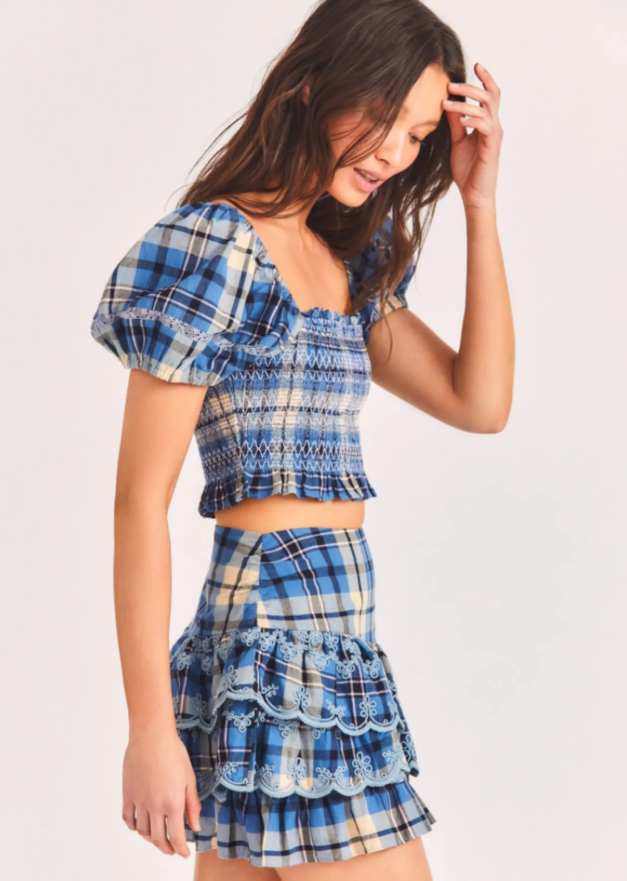 LoveShackFancy Como Skirt in Denim Skies