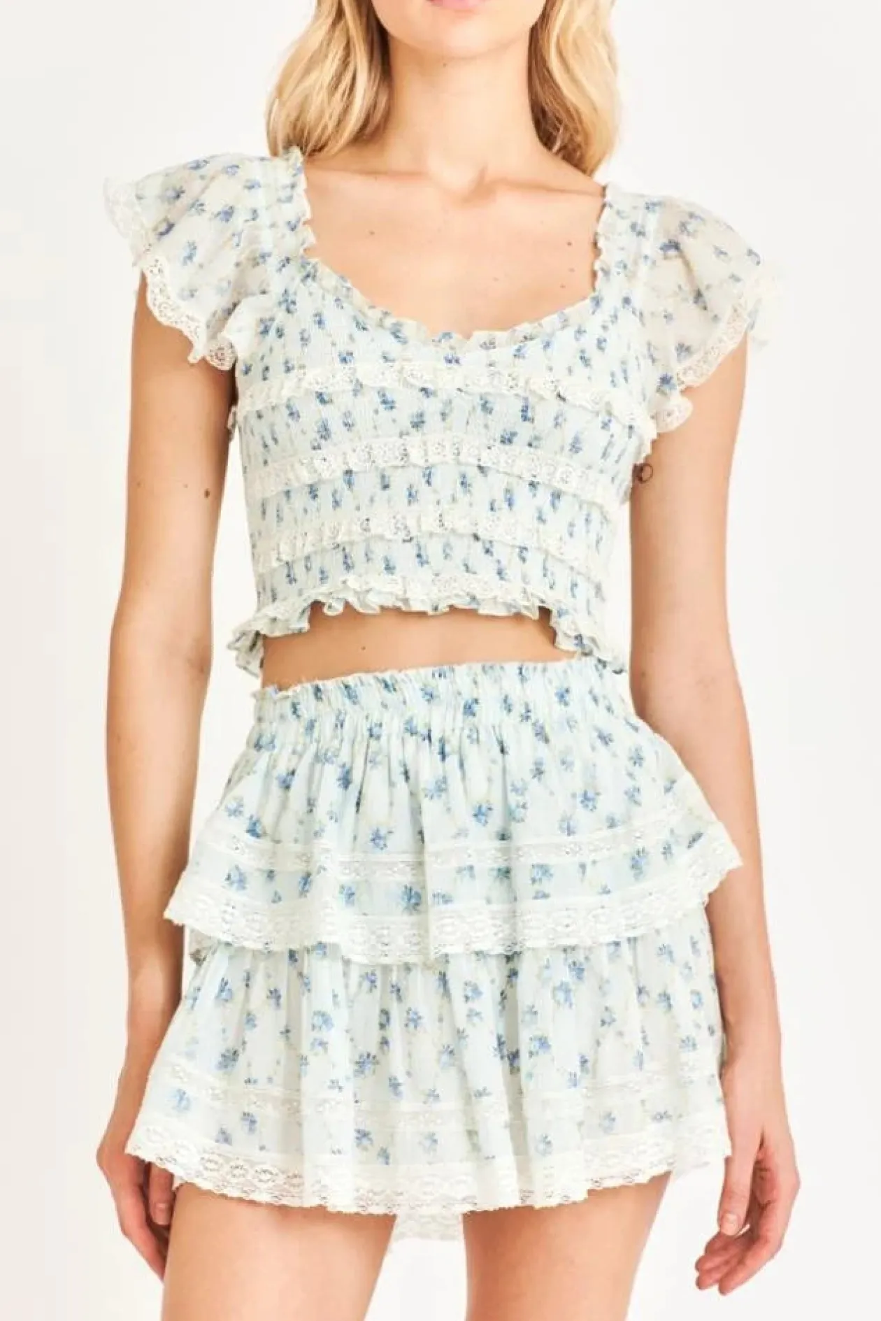 Loveshackfancy Ruffle Mini Skirt in Angel Falls