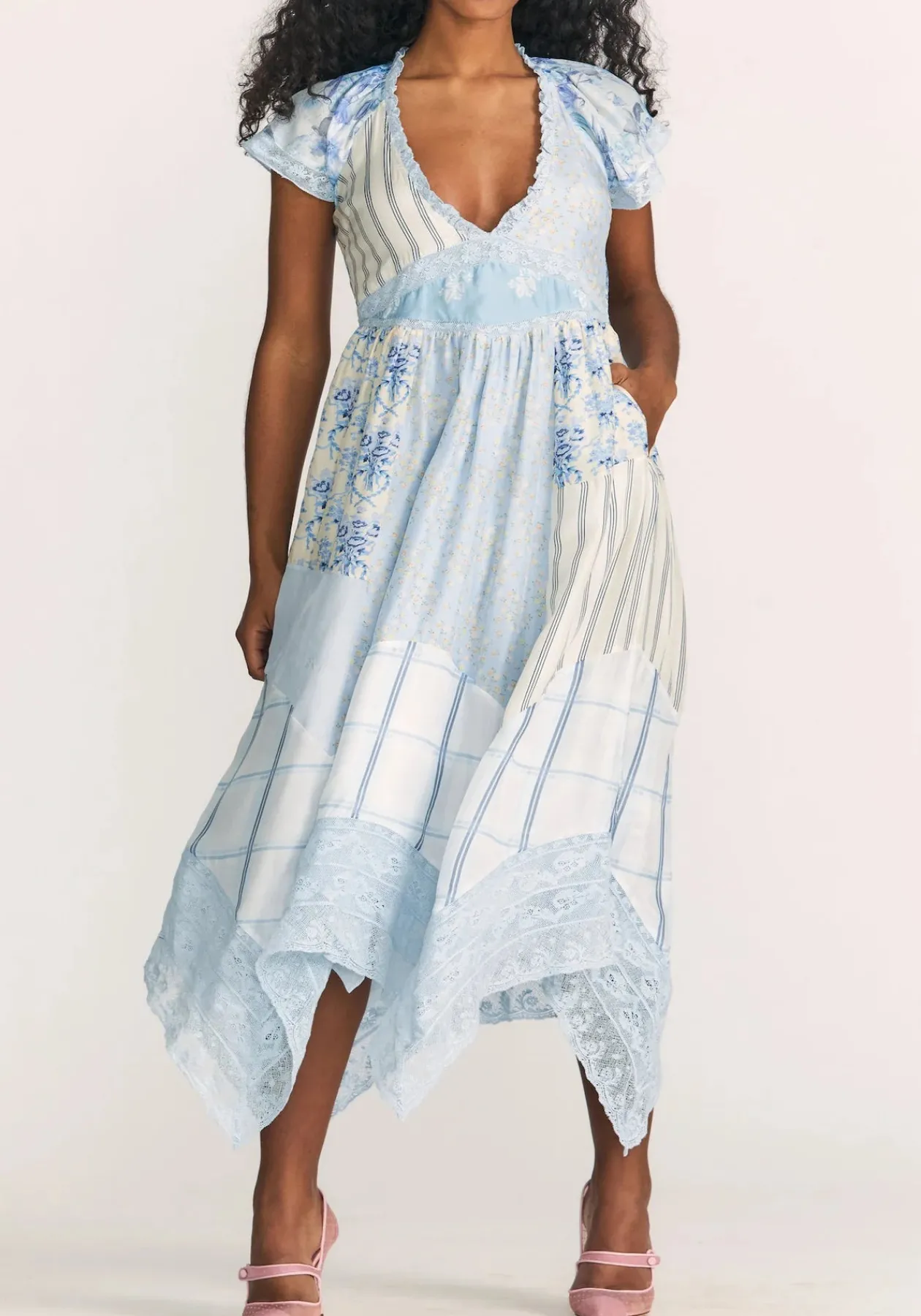 Loveshackfancy Tula Patchwork Silk Dress