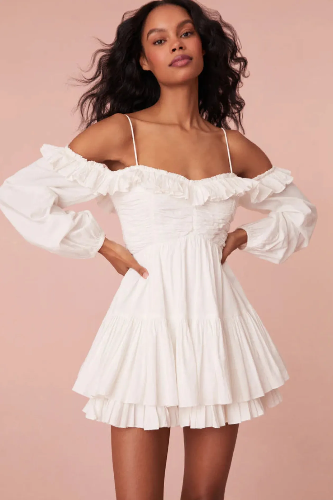 Loveshackfancy Zennia Off Shoulder Dress in White