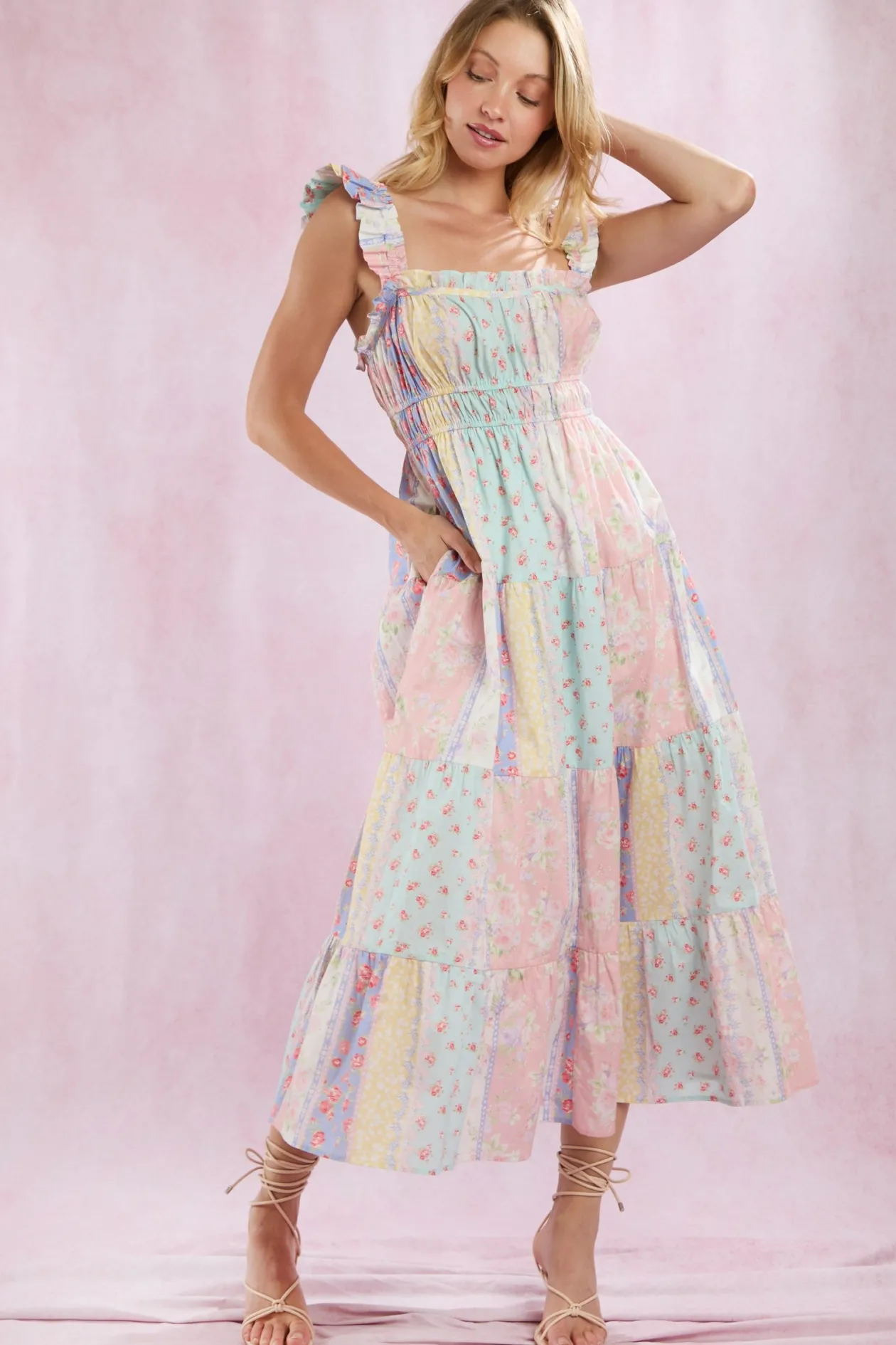 Maeve Patchwork Midi Dress