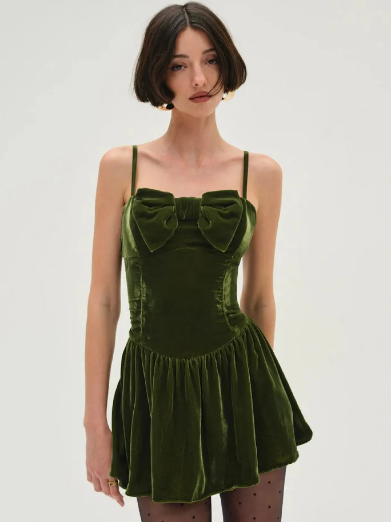 Martini Olive Velvet Mini Dress