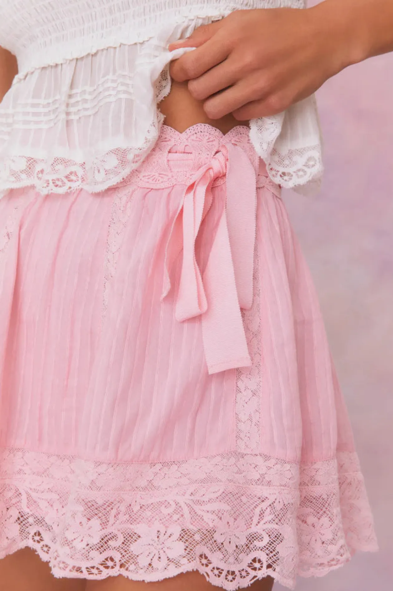 Matera Cotton Mini Skirt in Cherry Pink