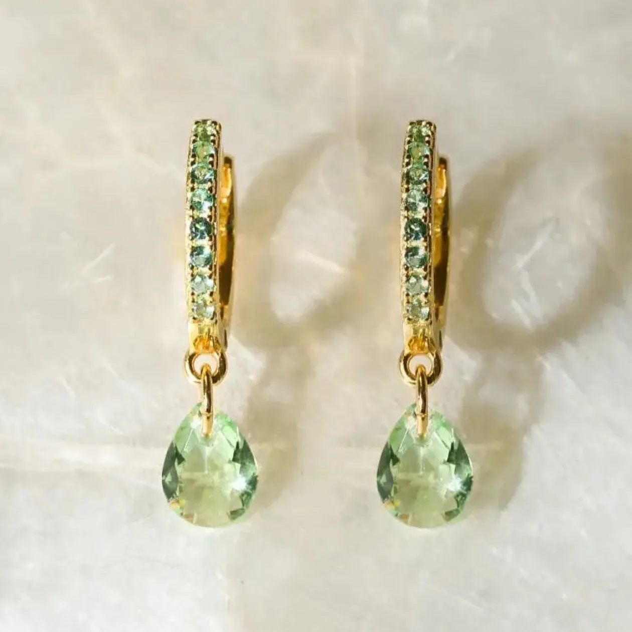 Mint Teardrop 925 Huggie Earrings