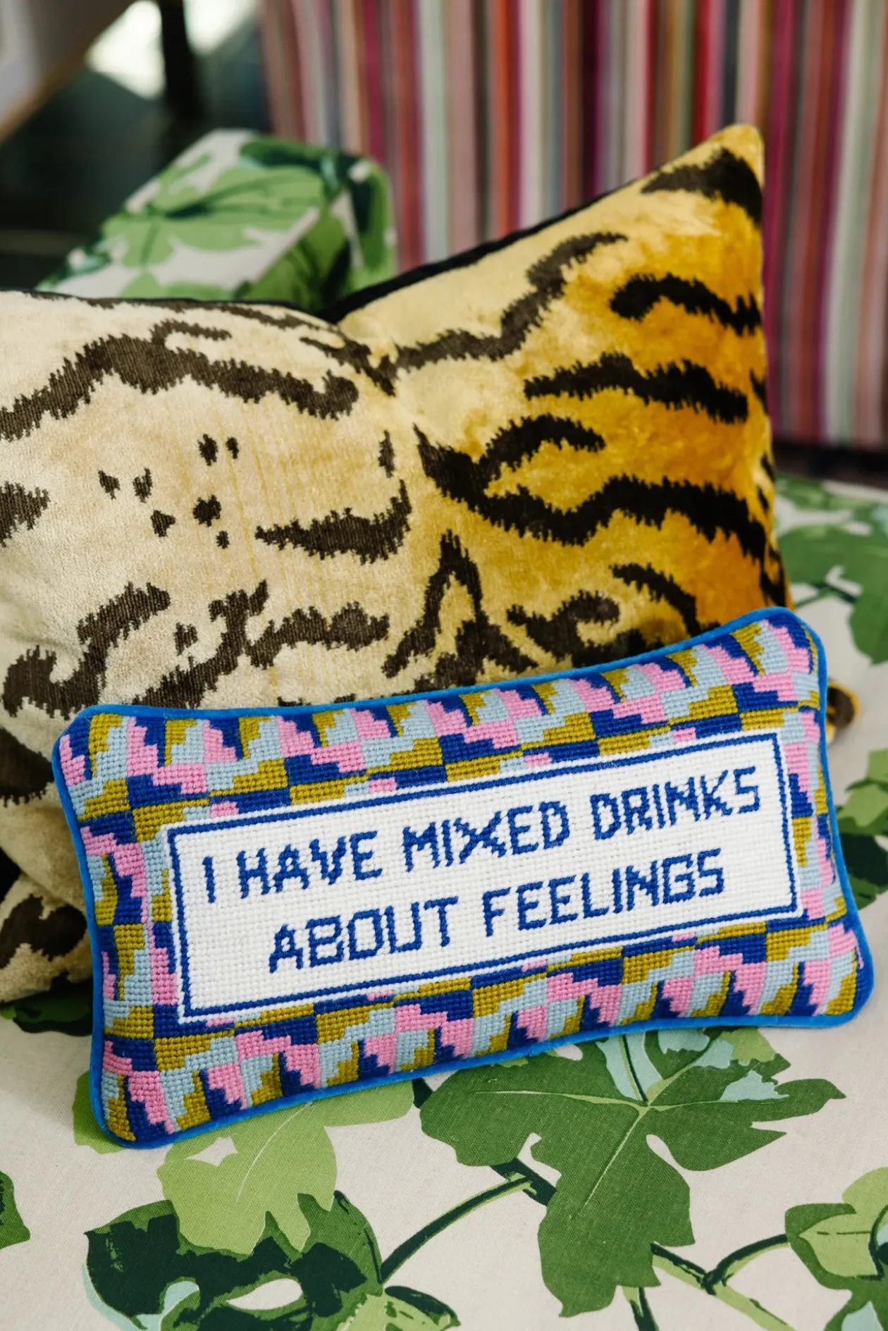 Mixed Drinks Needlepoint Pillow