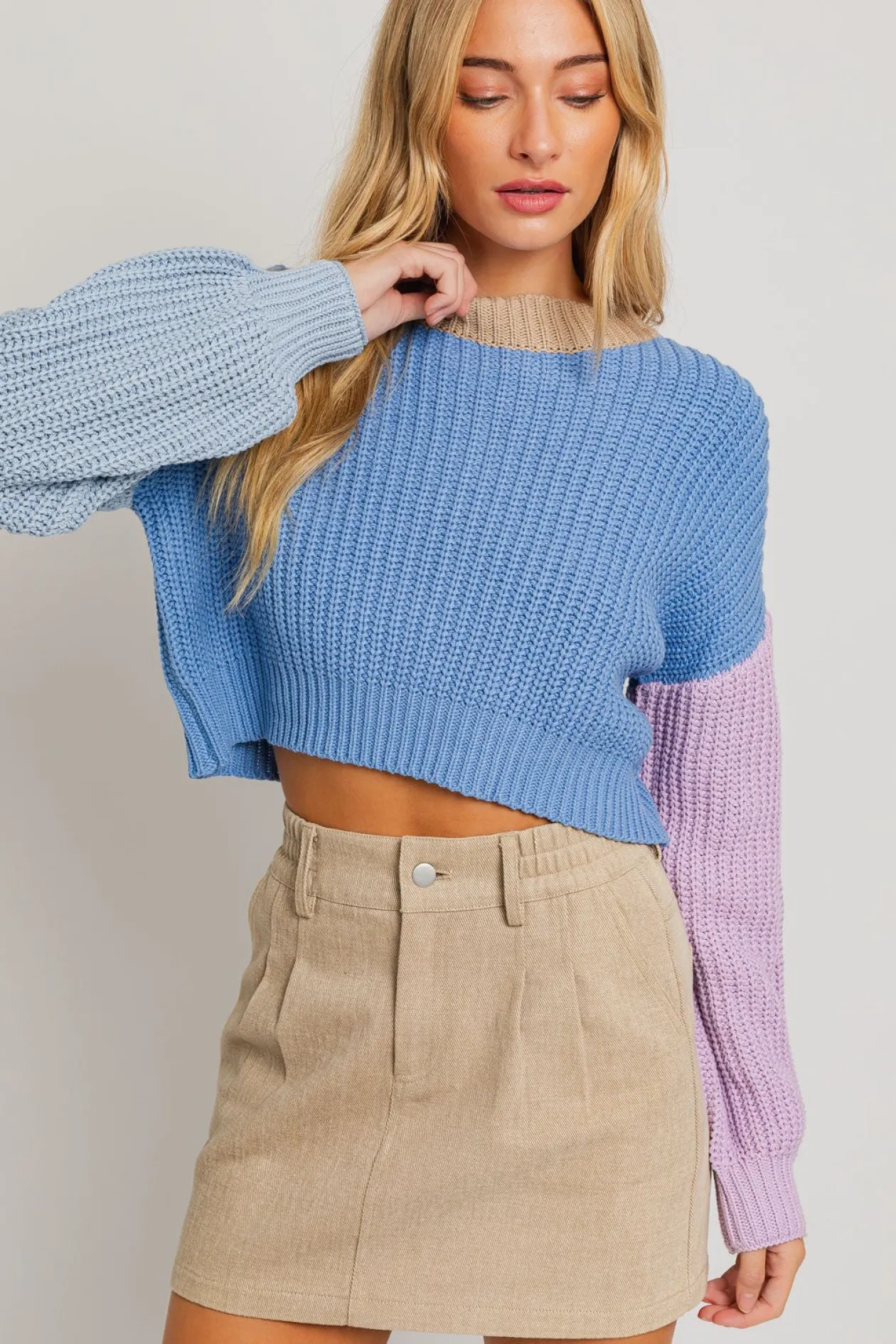 Mock Neck Colorblock Sweater
