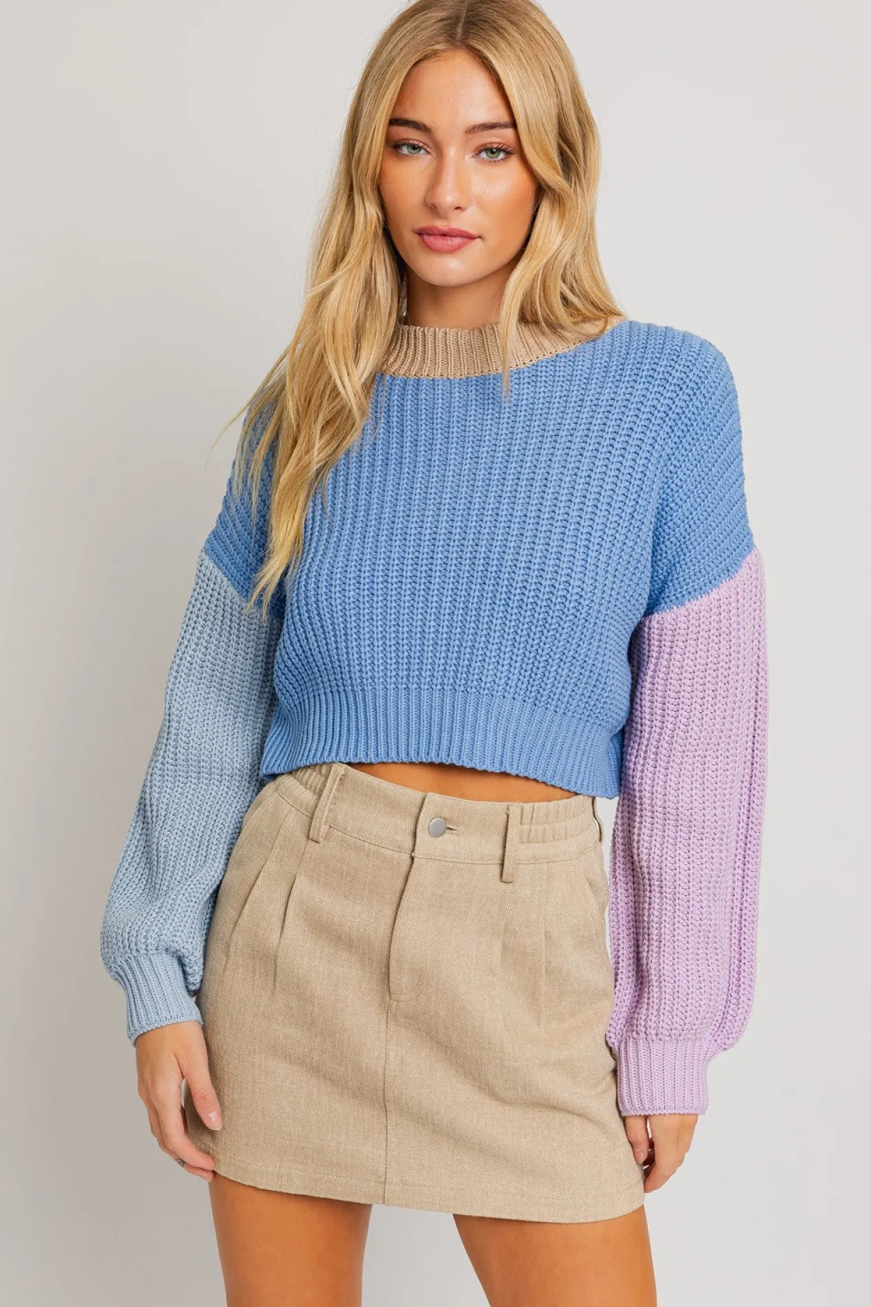 Mock Neck Colorblock Sweater