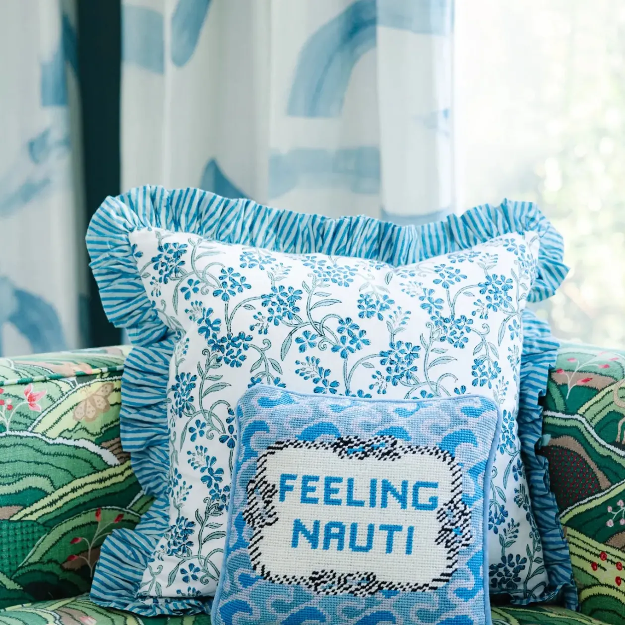Nauti Needlepoint Pillow