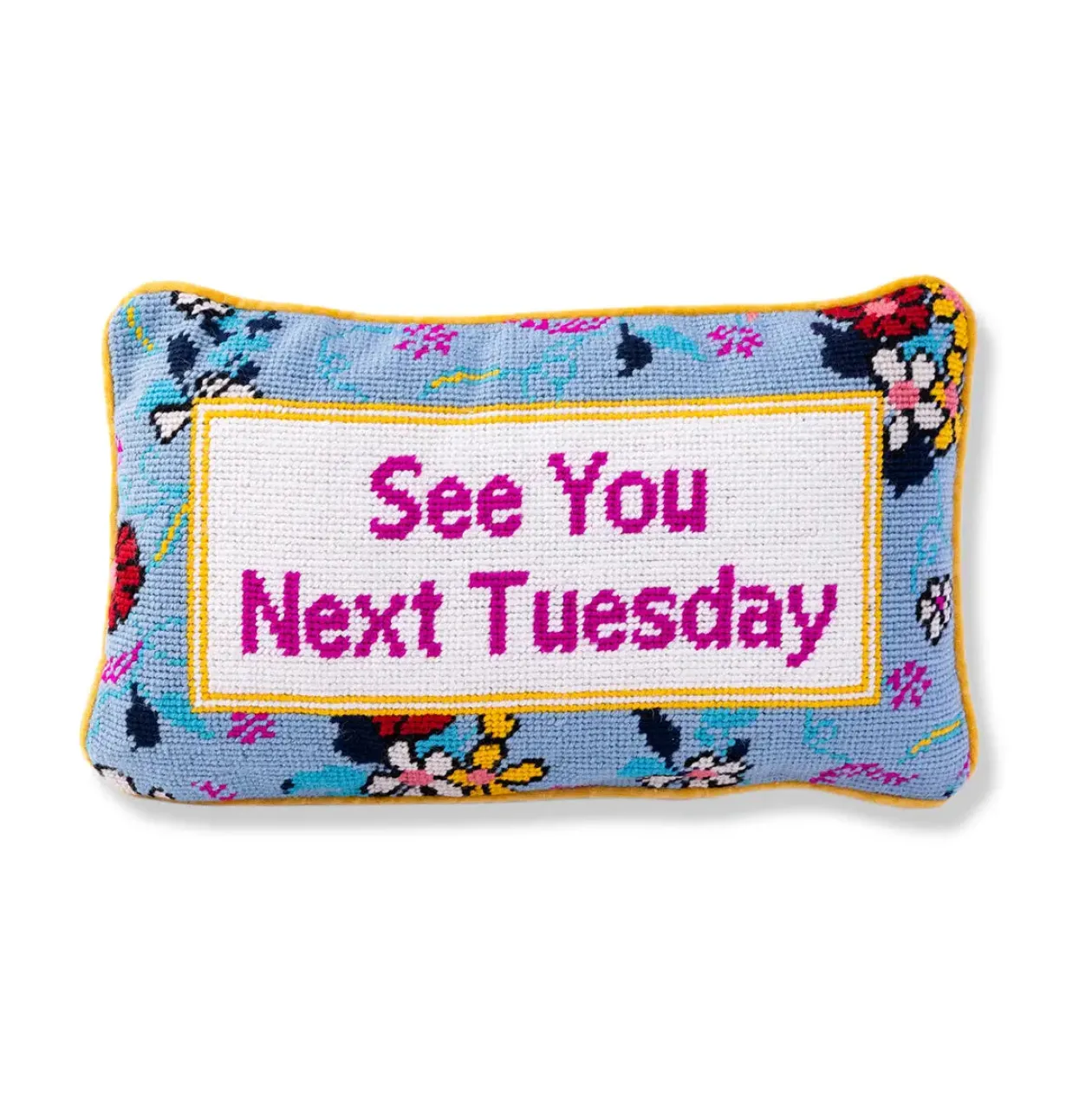 Next Tuesday Needlepoint Pillow